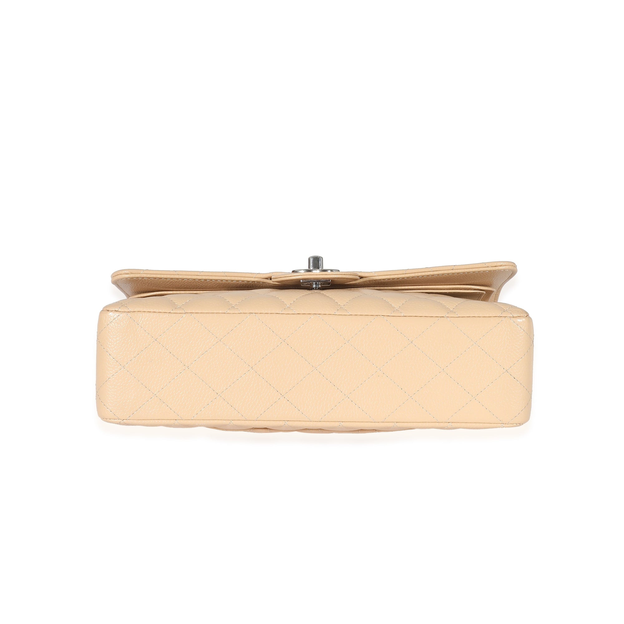 CHNL Beige Quilted Caviar Medium Classic Double Flap Bag