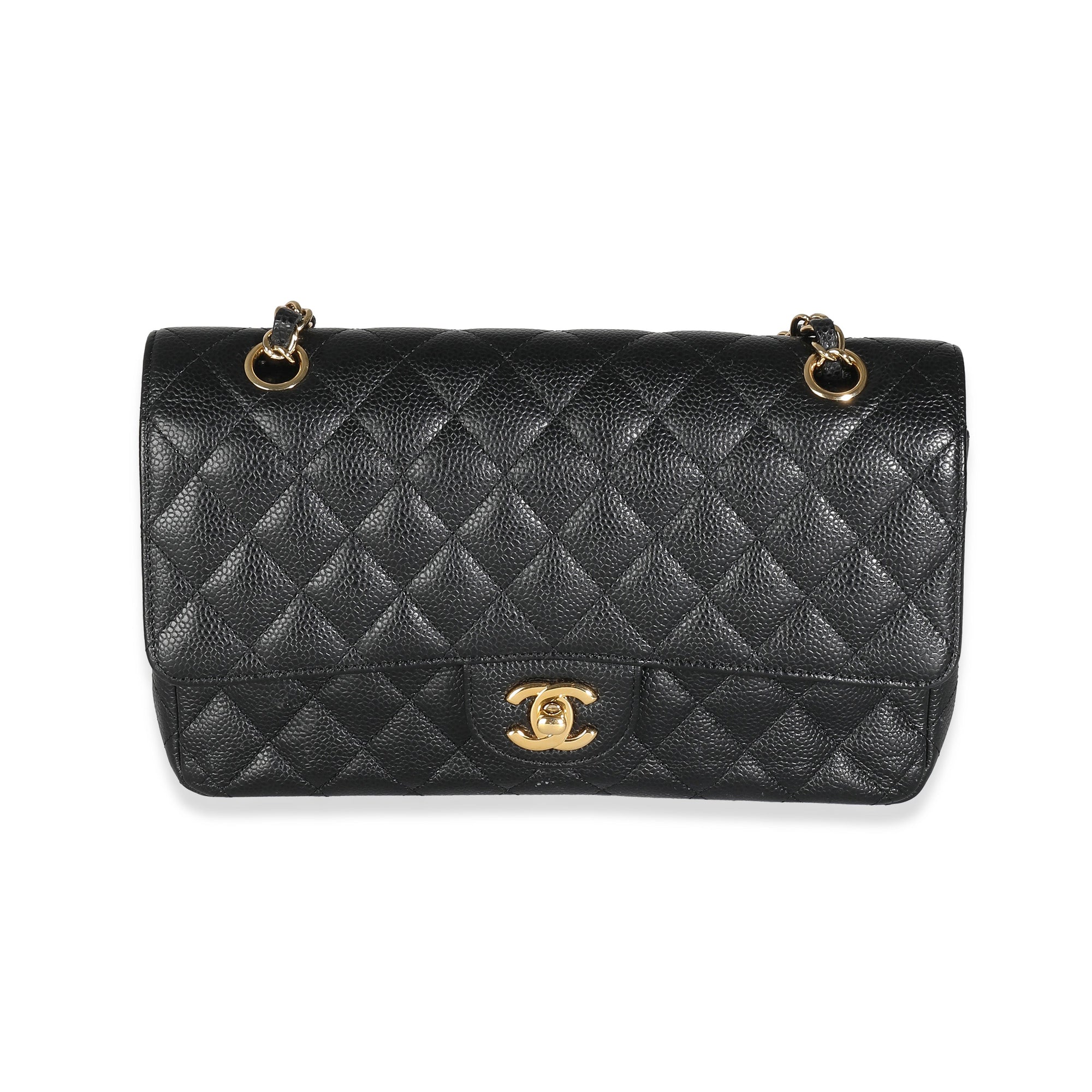 CHNL Black Quilted Caviar Medium Classic Double Flap Bag