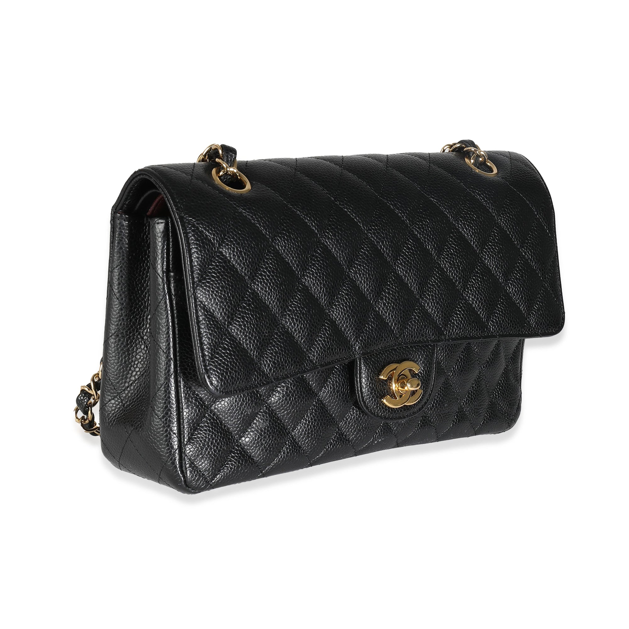 CHNL Black Quilted Caviar Medium Classic Double Flap Bag