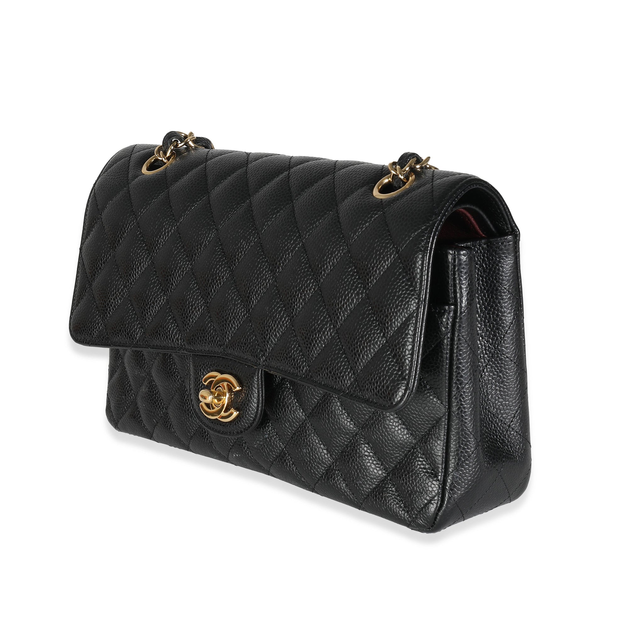 CHNL Black Quilted Caviar Medium Classic Double Flap Bag