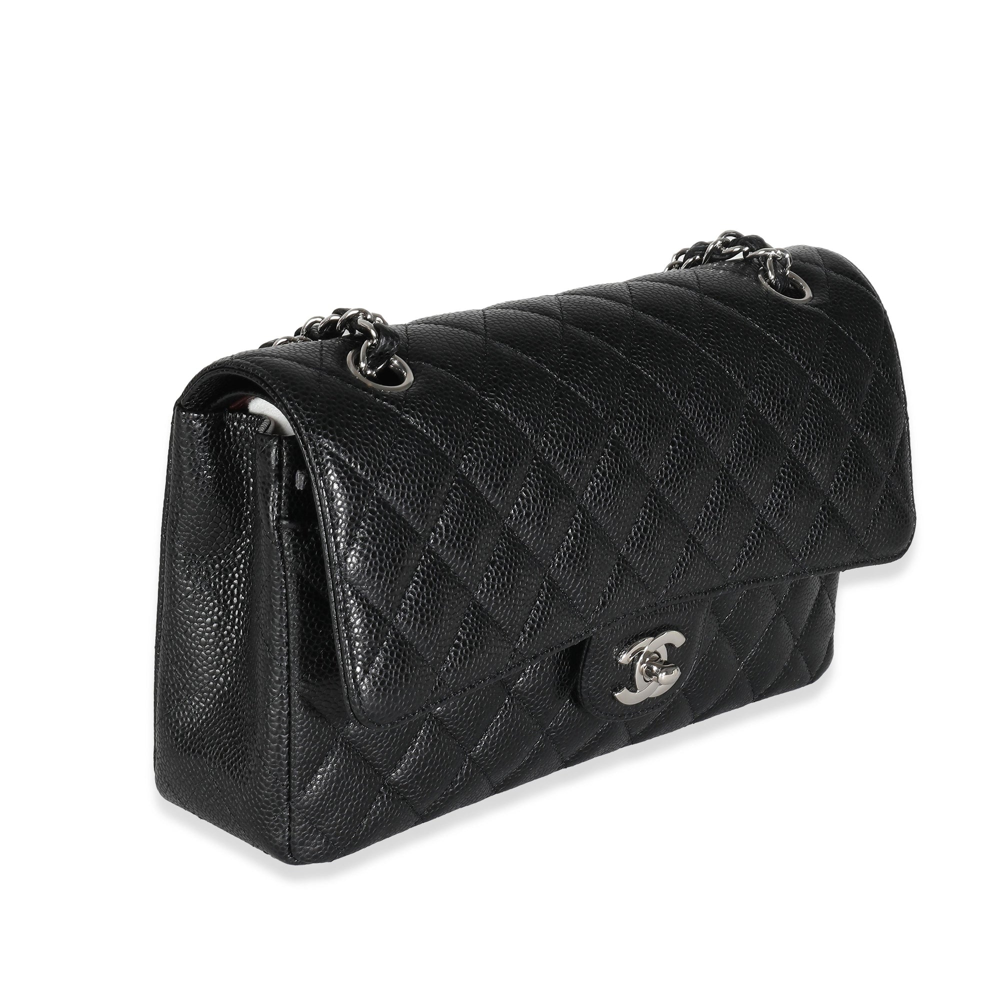 CHNL Black Quilted Caviar Medium Classic Double Flap Bag