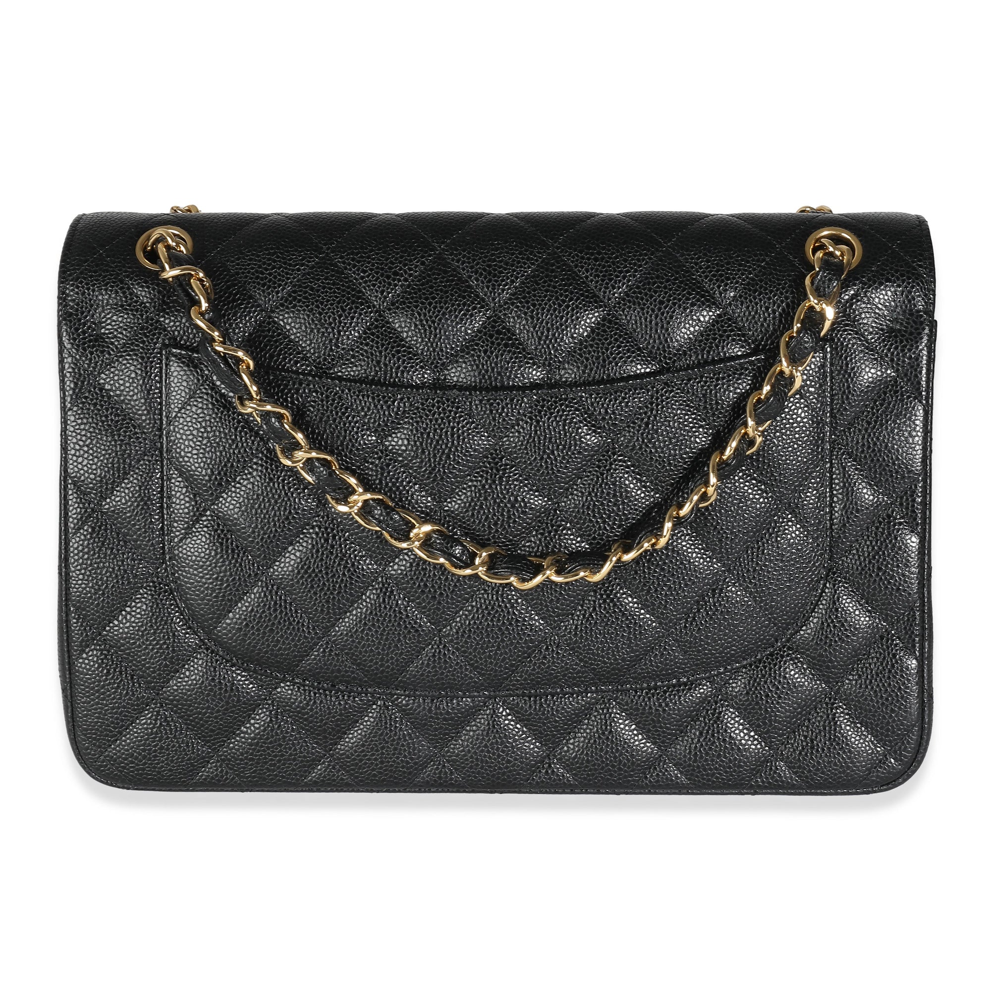 CHNL Black Quilted Caviar Jumbo Classic Double Flap Bag