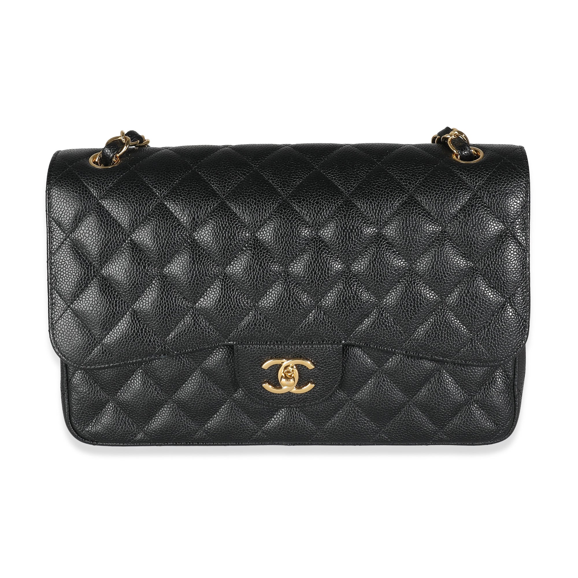 CHNL Black Quilted Caviar Jumbo Classic Double Flap Bag