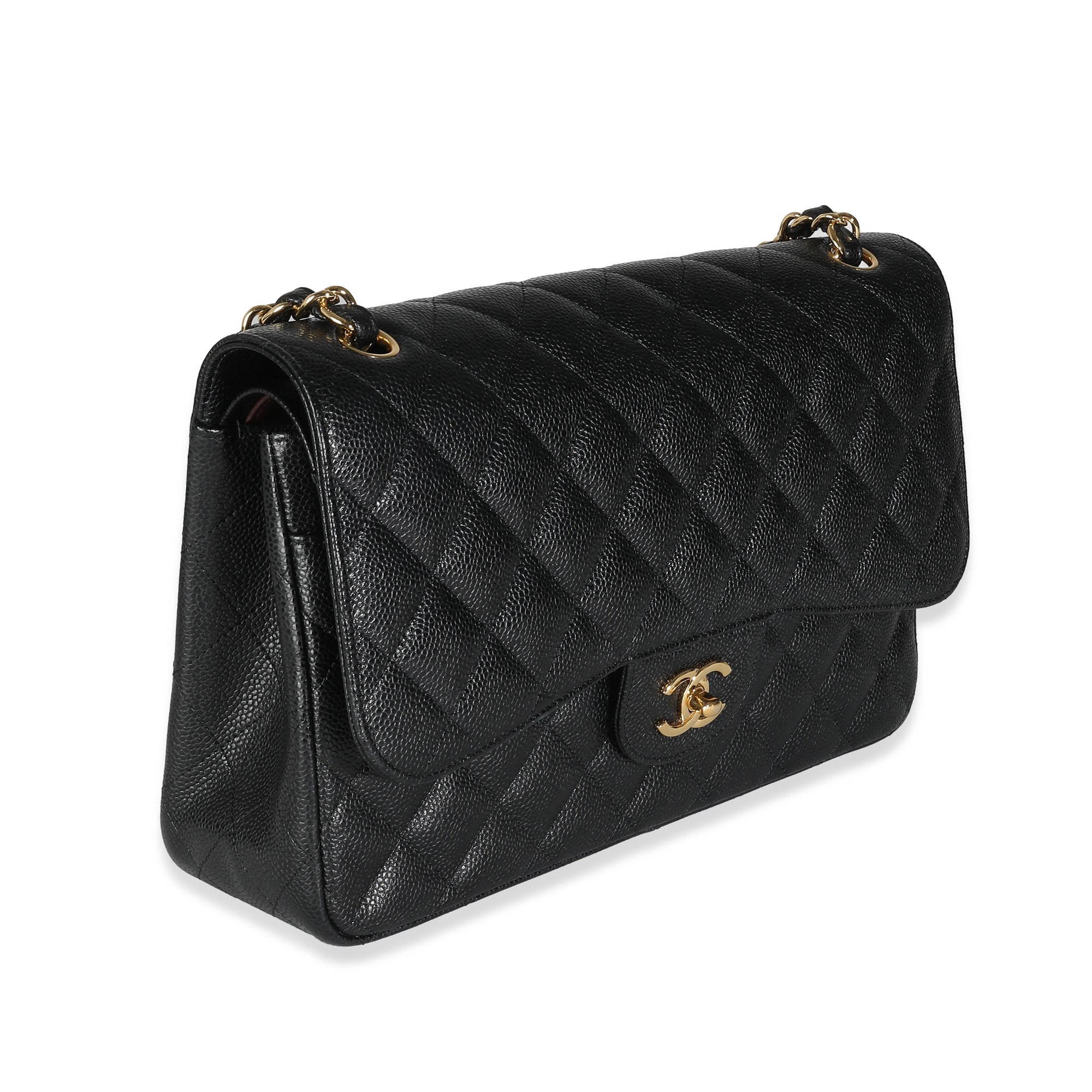 CHNL Black Quilted Caviar Jumbo Classic Double Flap Bag