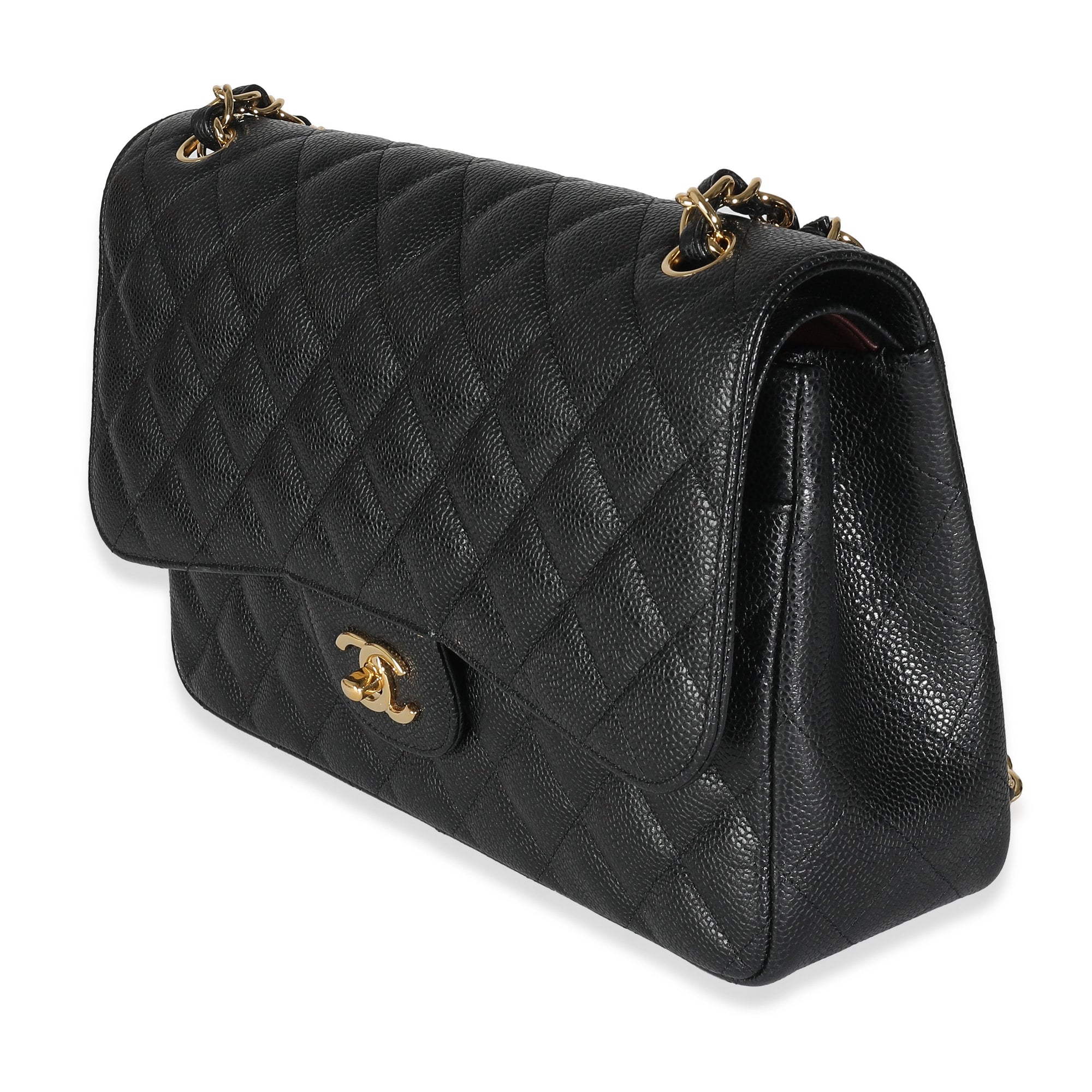 CHNL Black Quilted Caviar Jumbo Classic Double Flap Bag