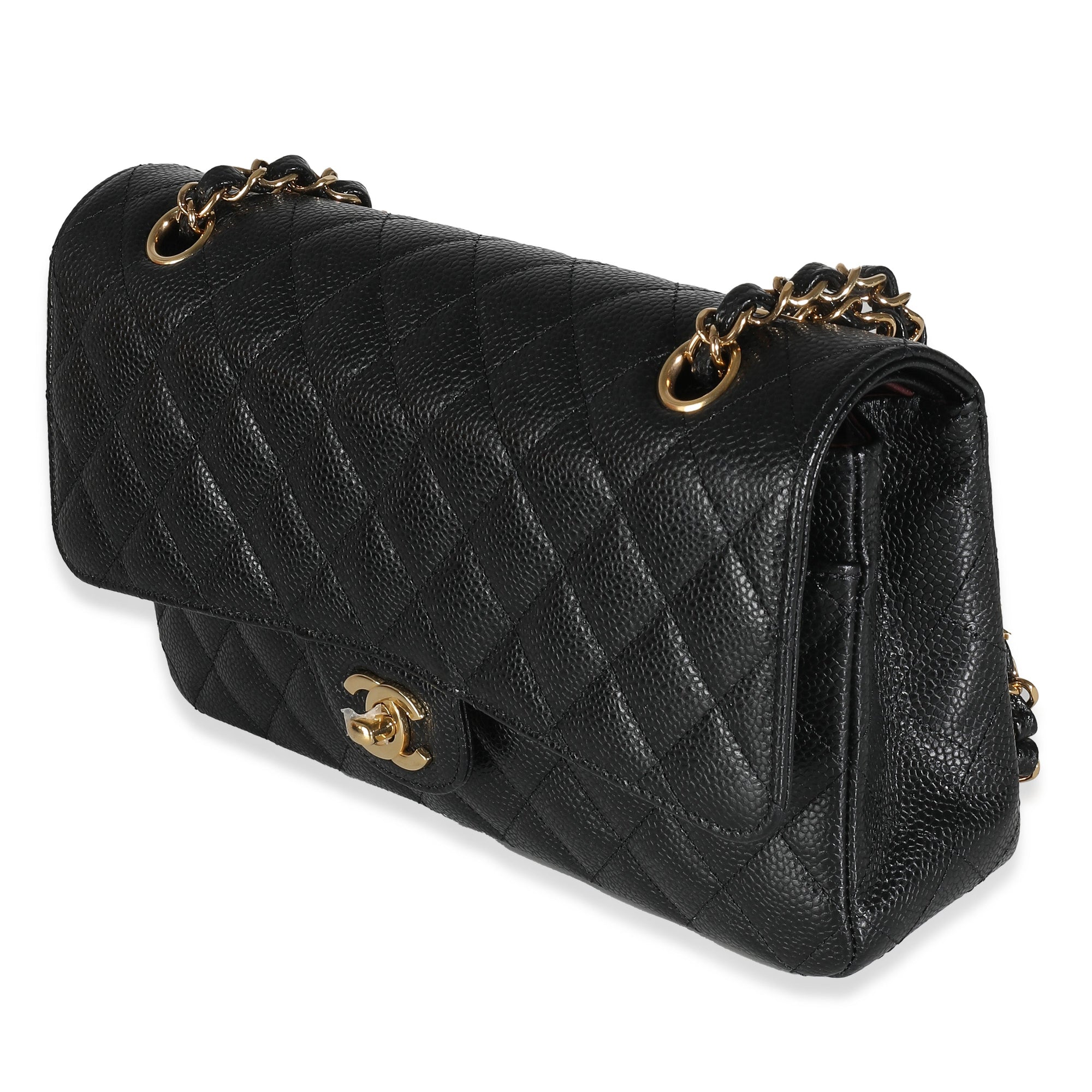 CHNL Black Quilted Caviar Medium Classic Double Flap Bag