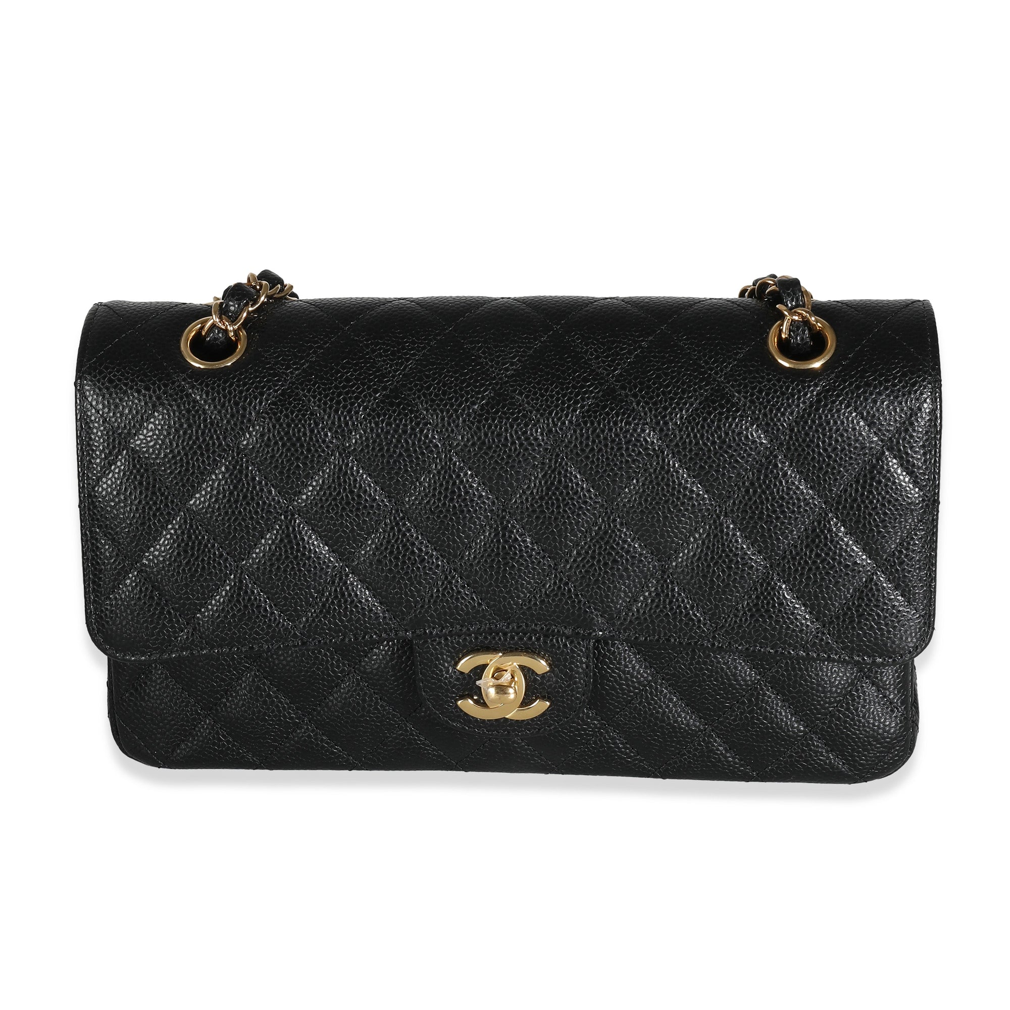 CHNL Black Quilted Caviar Medium Classic Double Flap Bag