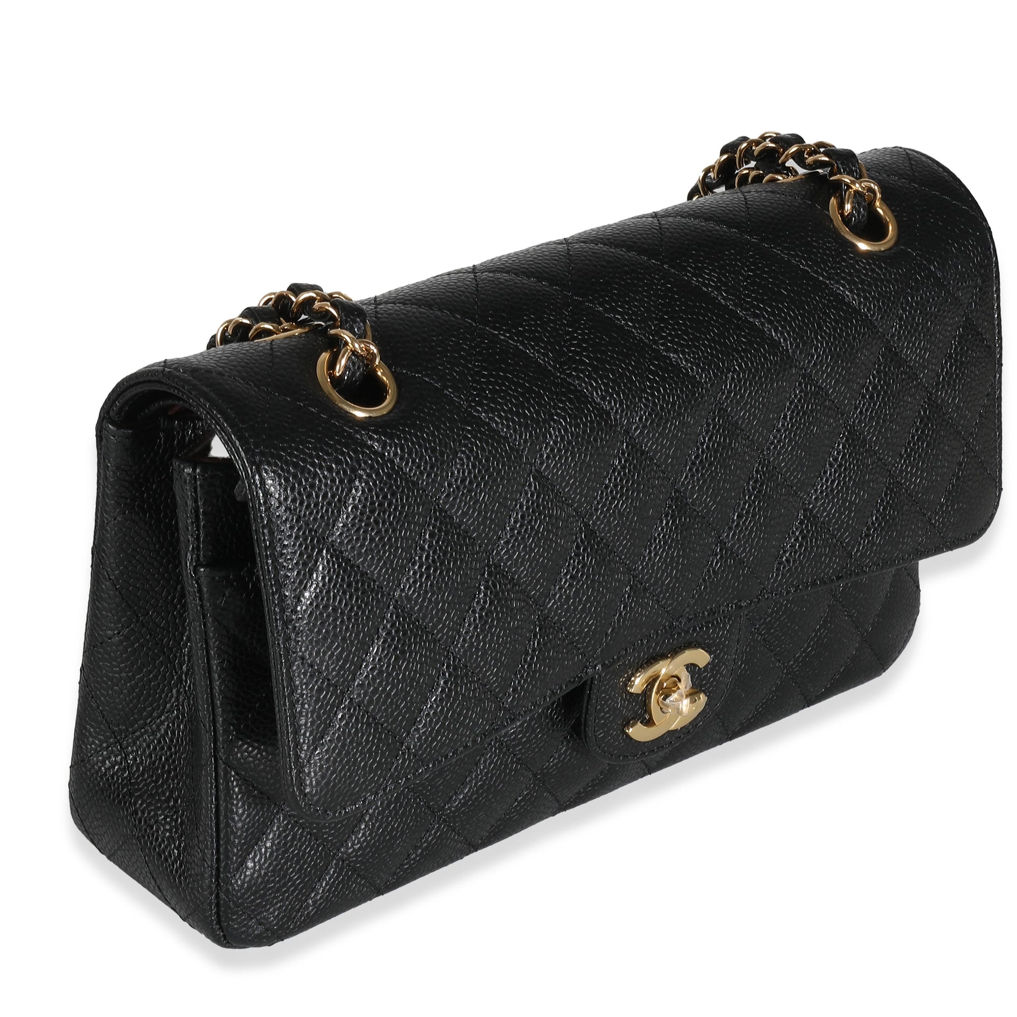 CHNL Black Quilted Caviar Medium Classic Double Flap Bag