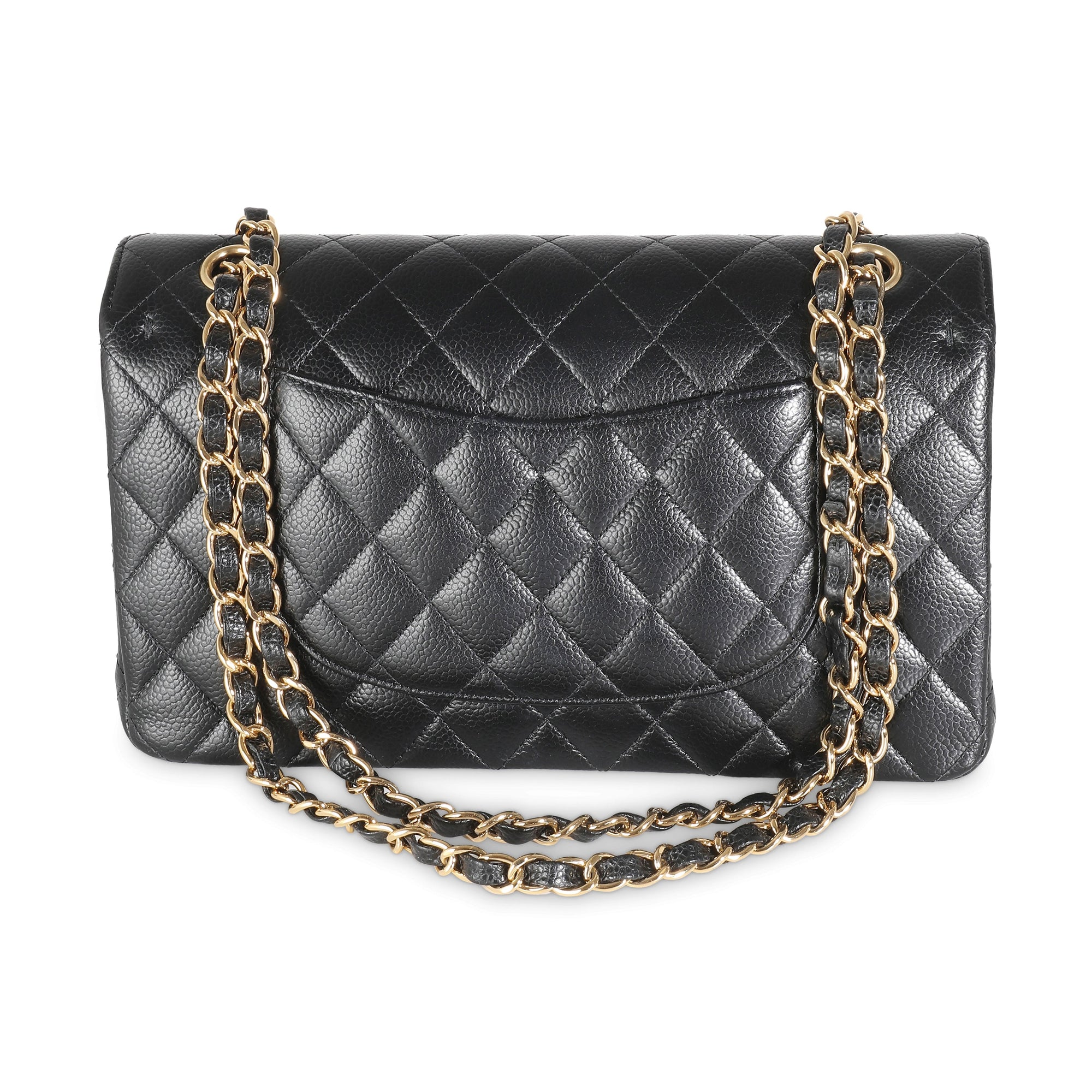 CHNL Black Quilted Caviar Medium Classic Double Flap Bag