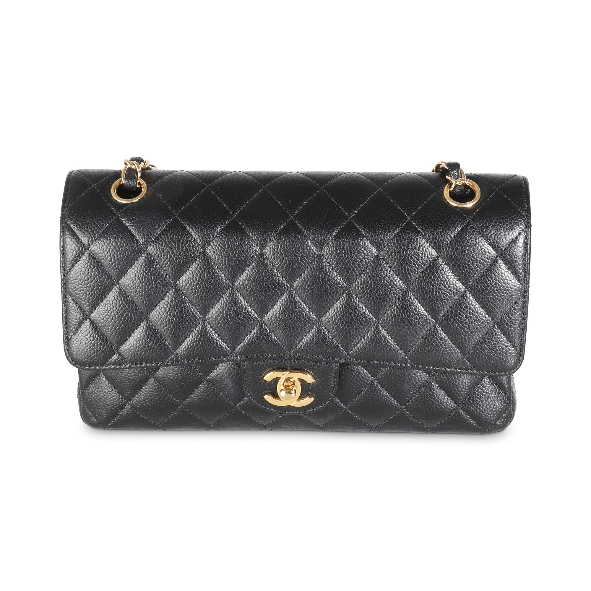 CHNL Black Quilted Caviar Medium Classic Double Flap Bag