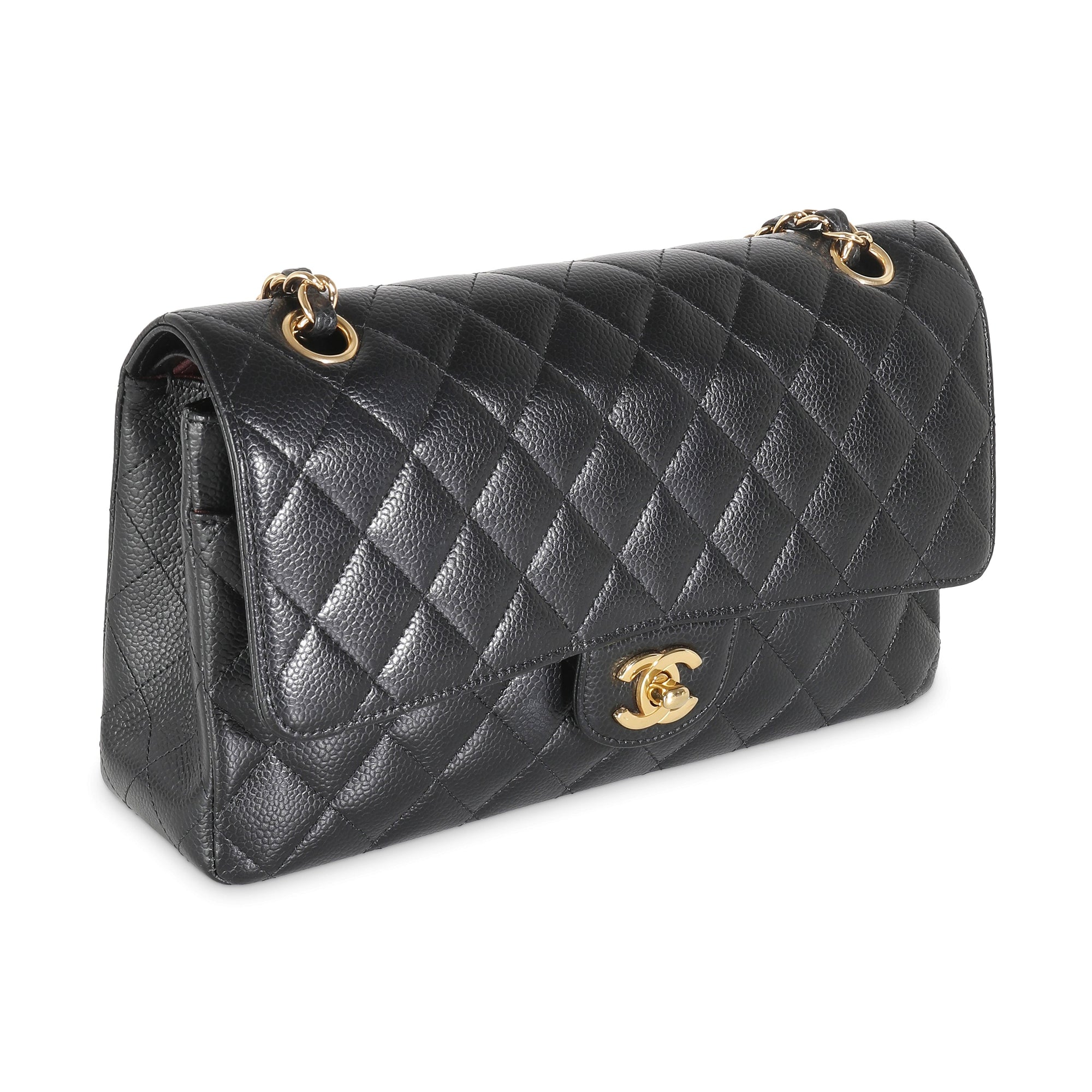 CHNL Black Quilted Caviar Medium Classic Double Flap Bag