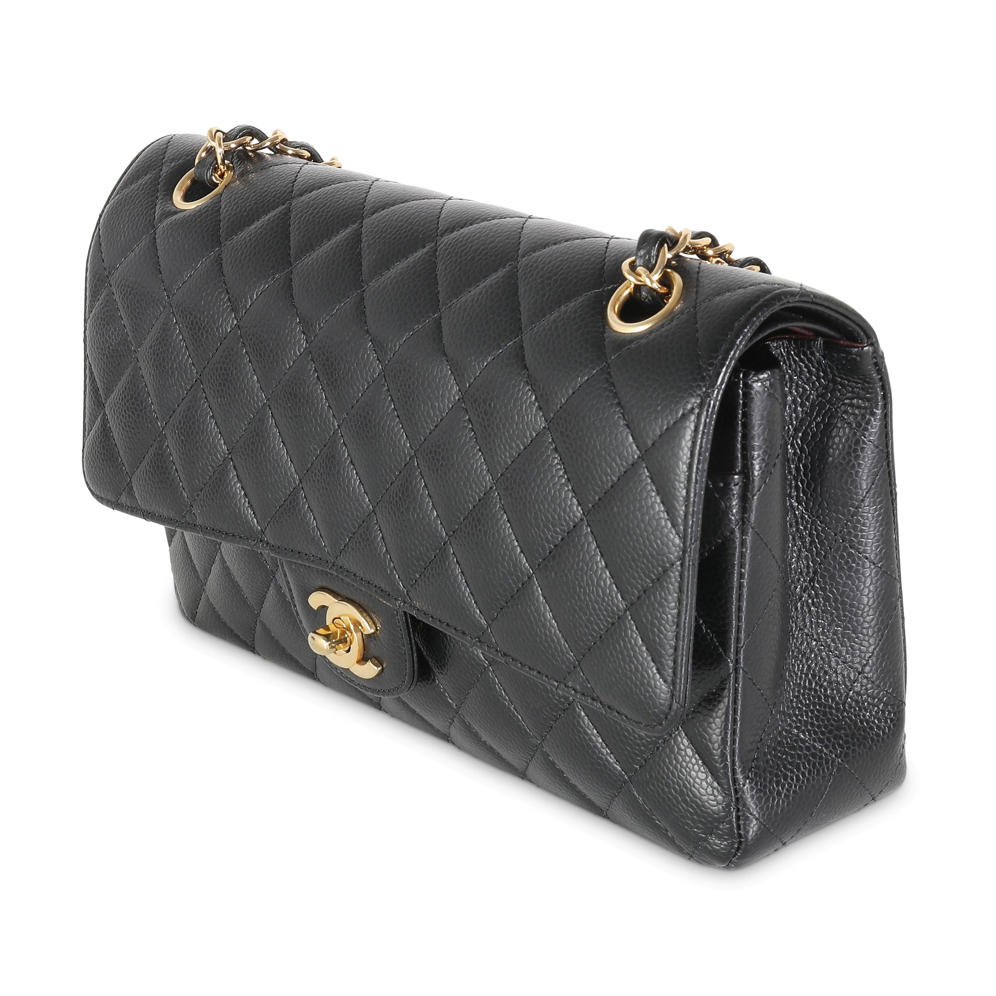 CHNL Black Quilted Caviar Medium Classic Double Flap Bag