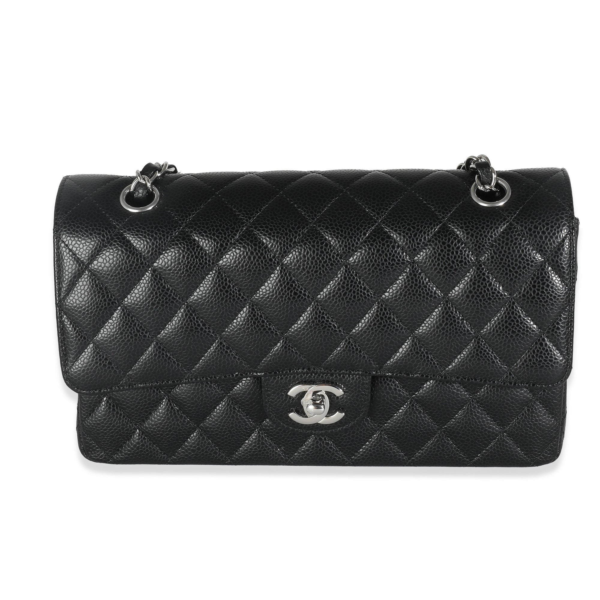 CHNL Black Quilted Caviar Medium Classic Double Flap Bag