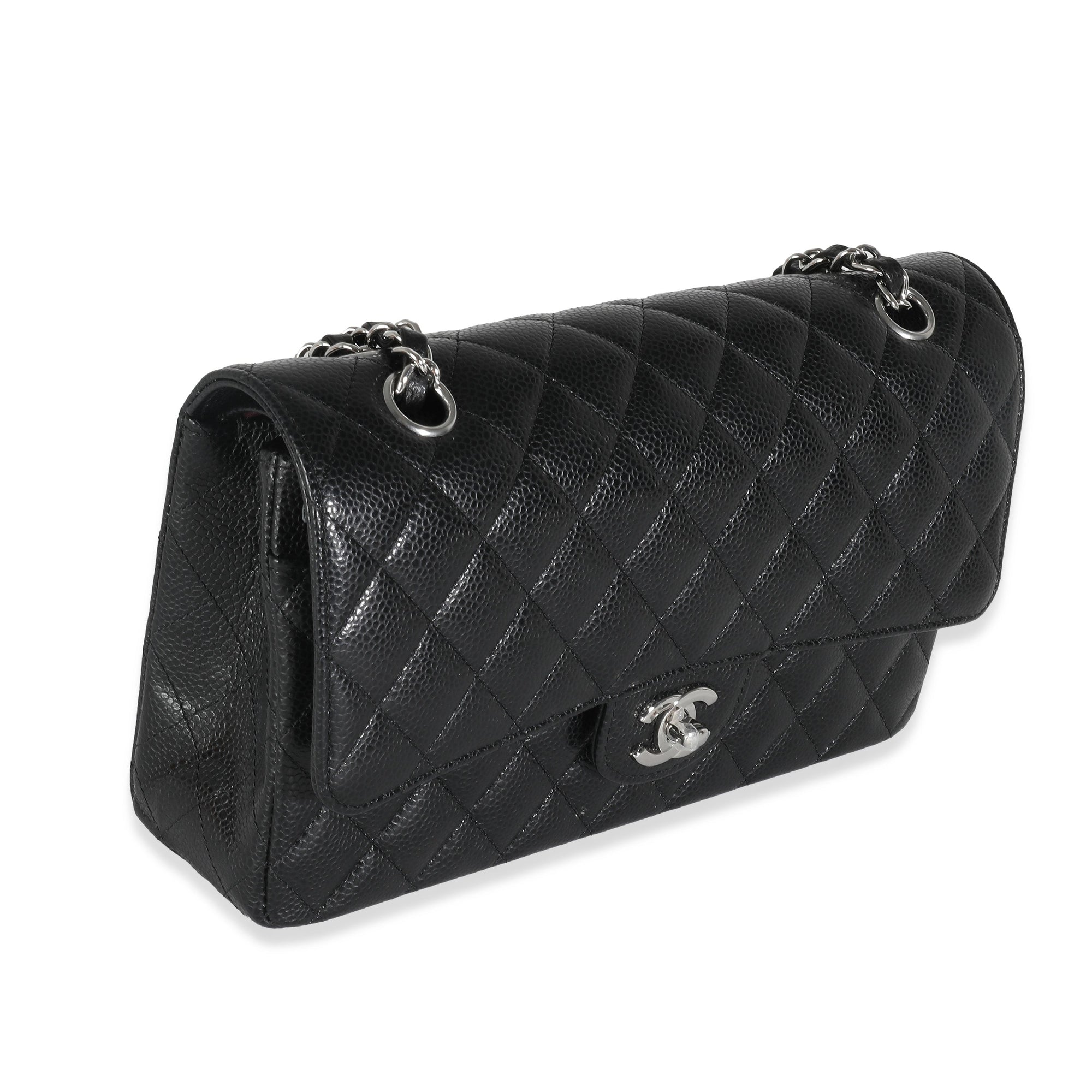 CHNL Black Quilted Caviar Medium Classic Double Flap Bag