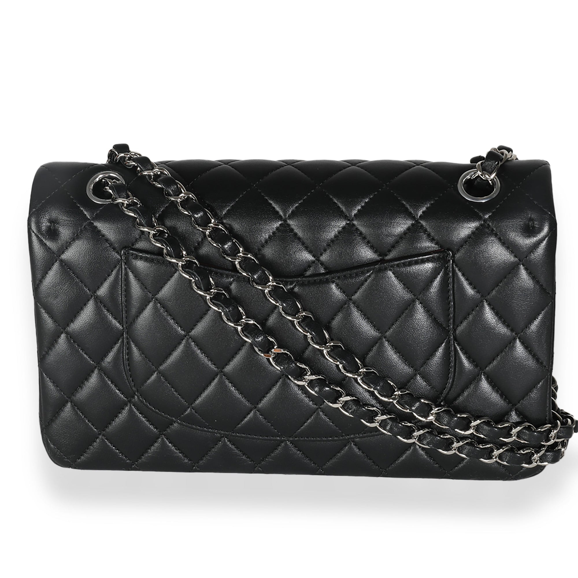 CHNL Black Quilted Lambskin Medium Classic Double Flap Bag
