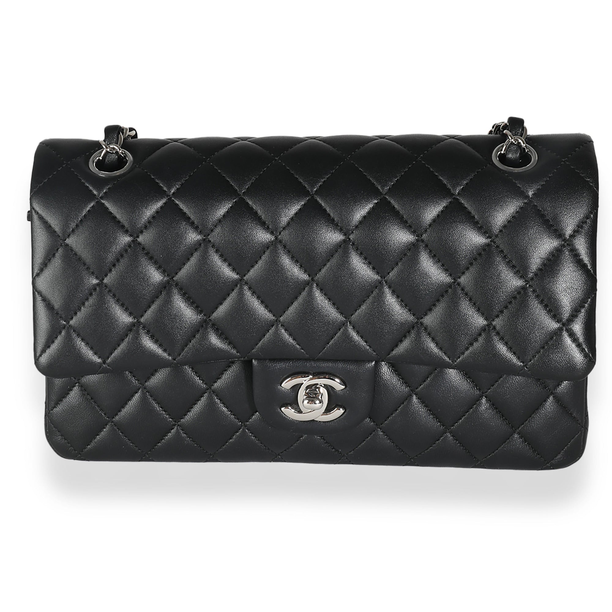 CHNL Black Quilted Lambskin Medium Classic Double Flap Bag