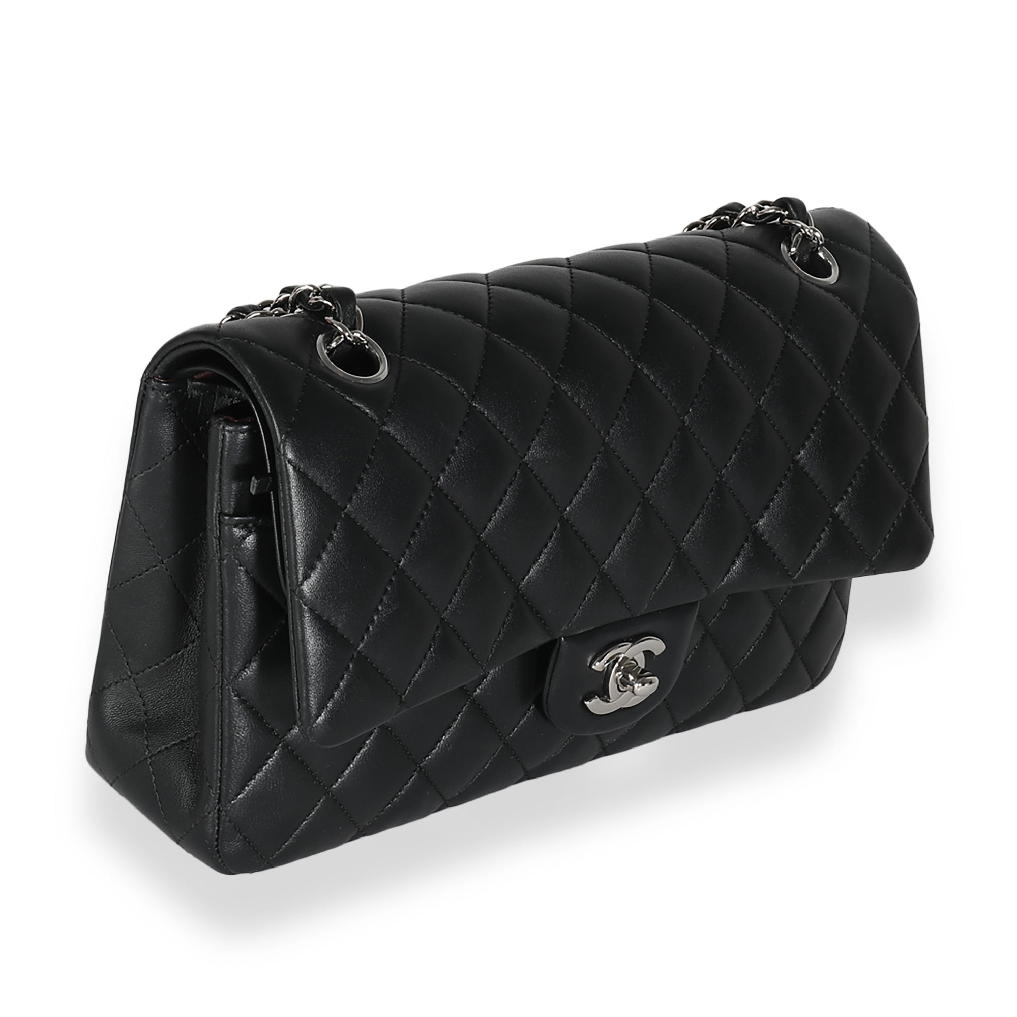 CHNL Black Quilted Lambskin Medium Classic Double Flap Bag