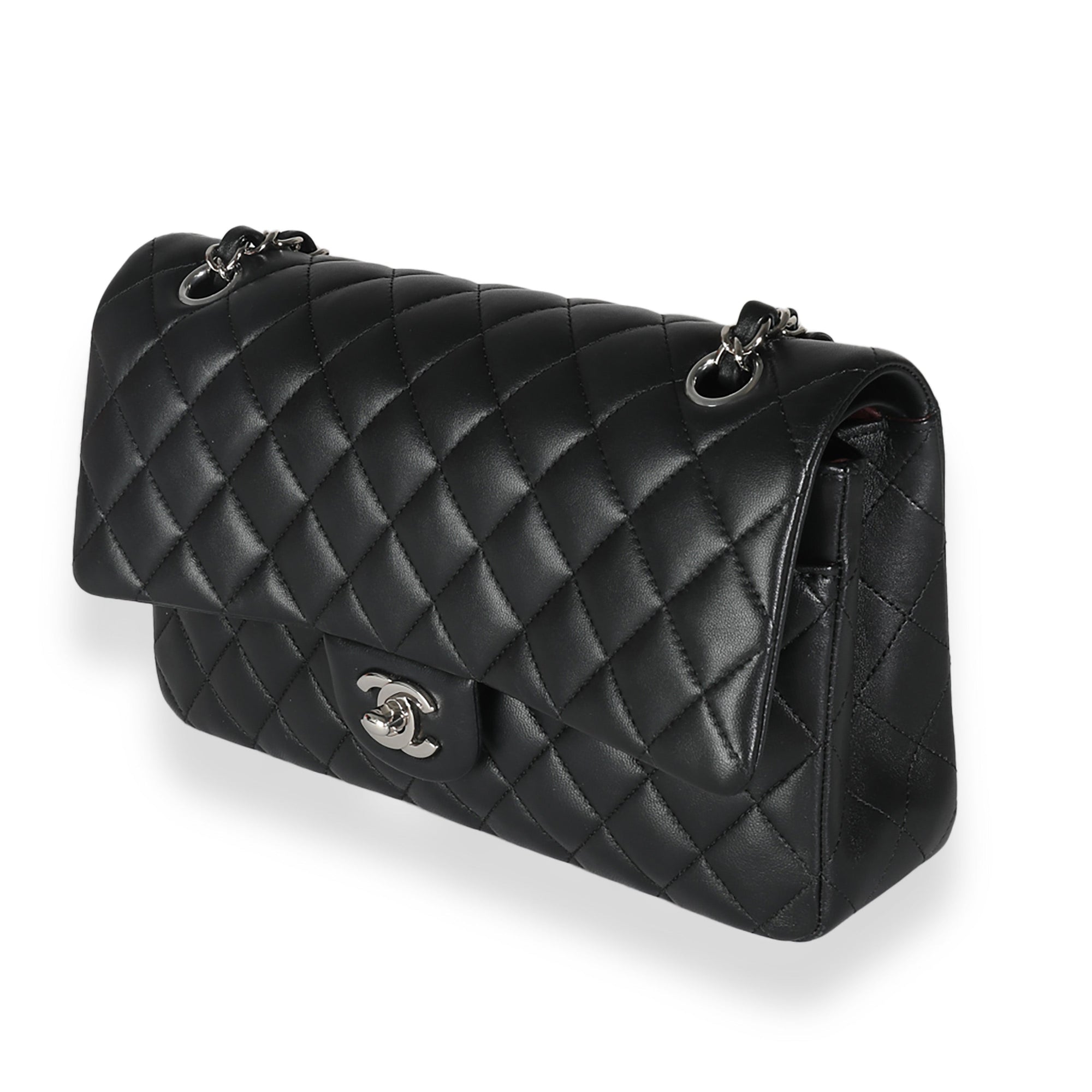 CHNL Black Quilted Lambskin Medium Classic Double Flap Bag