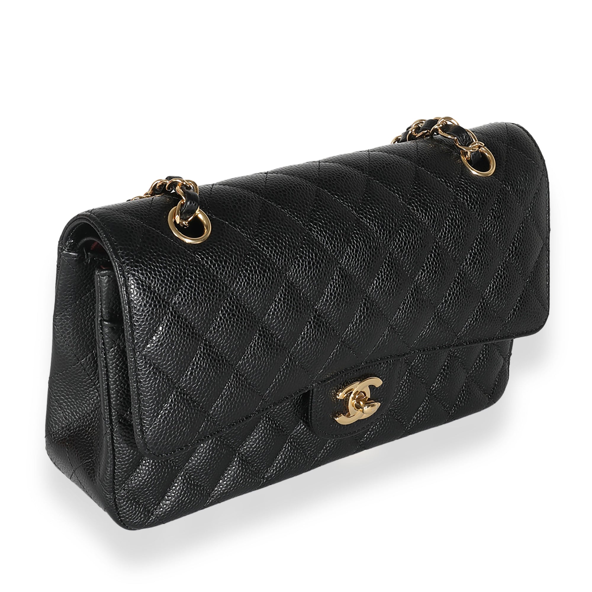 CHNL Black Quilted Caviar Medium Classic Double Flap Bag