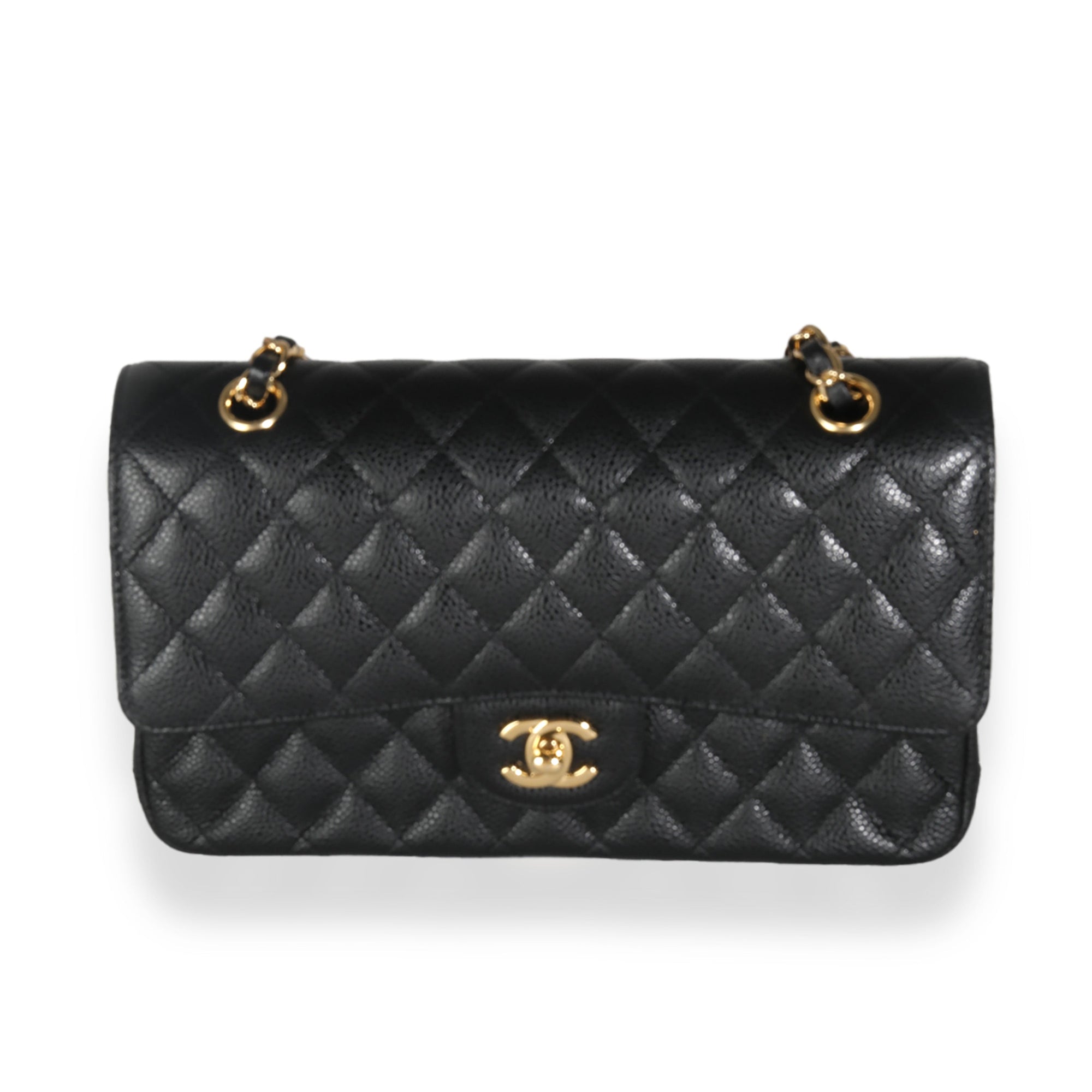 CHNL Black Quilted Caviar Medium Classic Double Flap Bag
