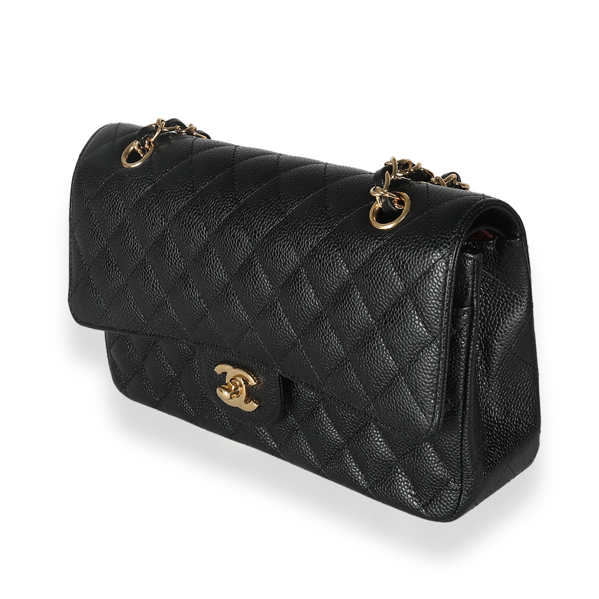 CHNL Black Quilted Caviar Medium Classic Double Flap Bag