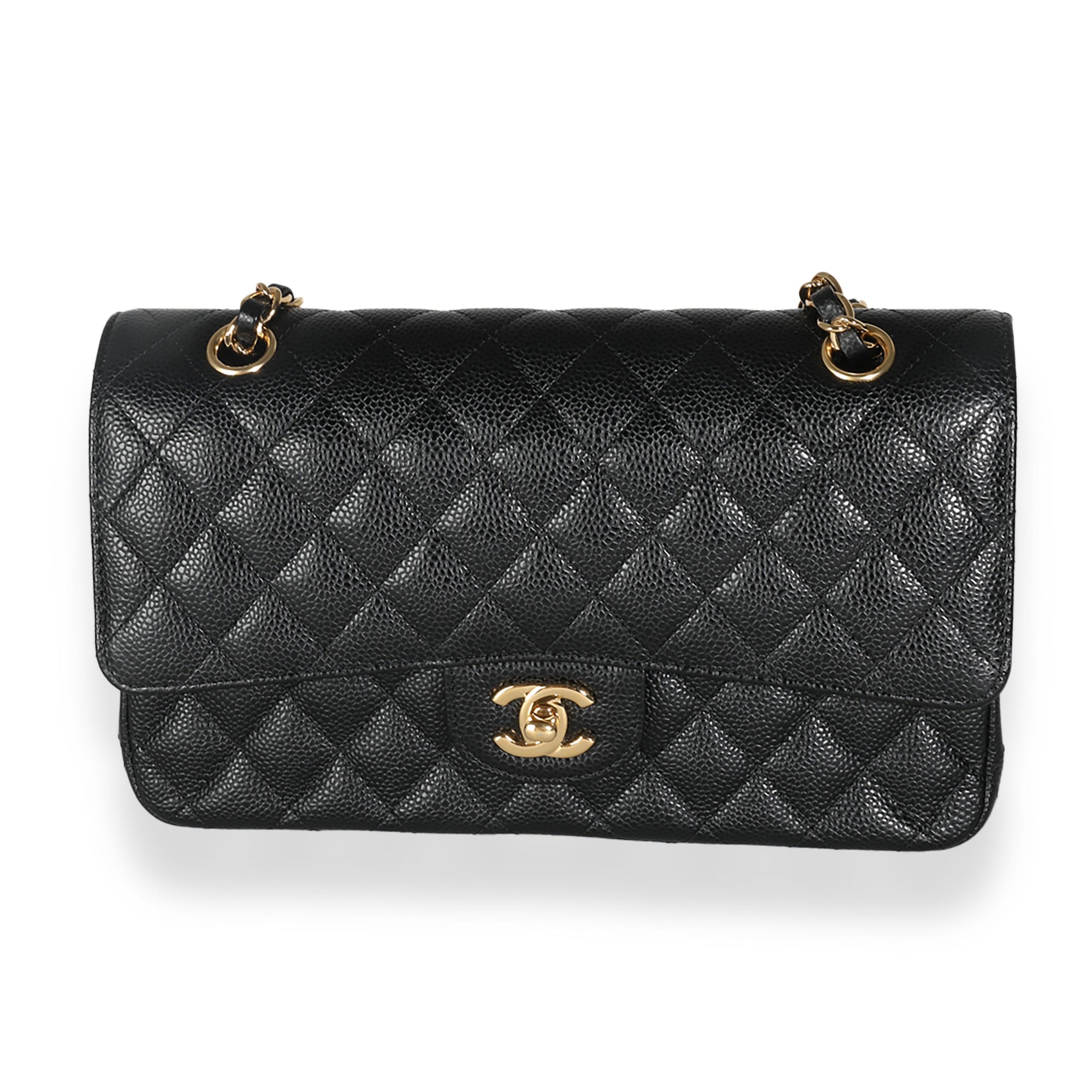 CHNL Black Quilted Caviar Medium Classic Double Flap Bag