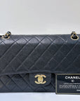 CHNL Classic Double Flap Medium Shoulder Bag Black Caviar 24k