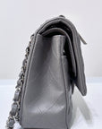 CHNL Caviar Quilted Medium Double Flap Grey
