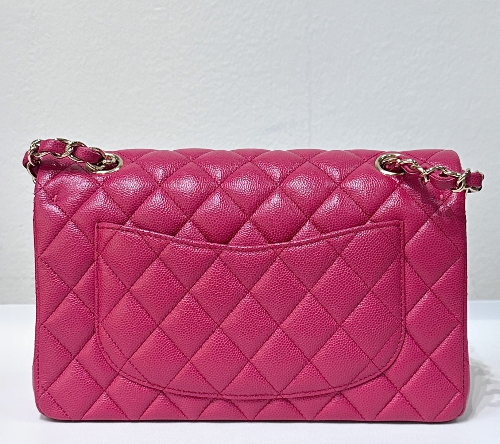 CHNL Small Classic Double Flap Caviar Quilted Red GHW ￼