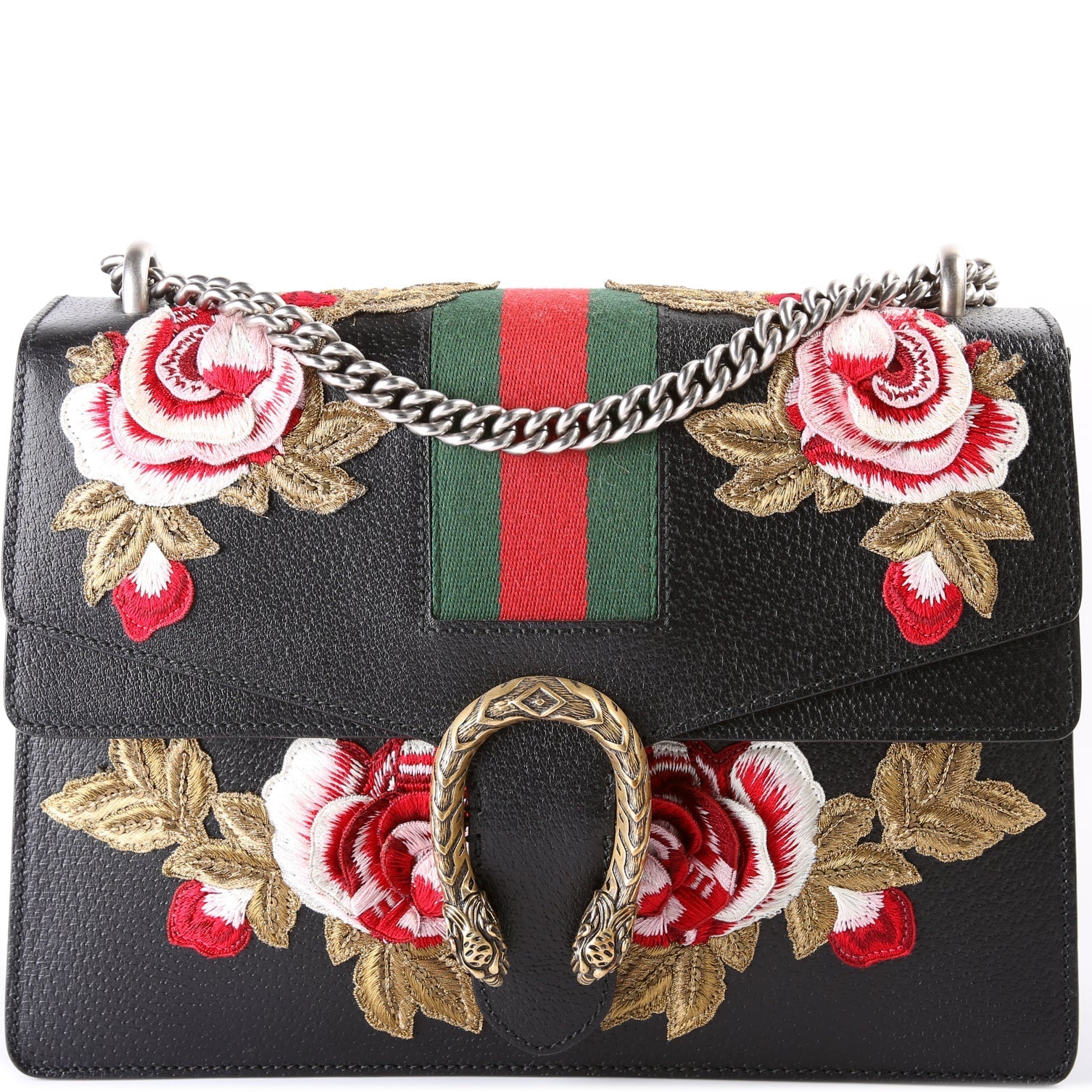 GCCI Dionysus Leather Floral Embroidered Shoulder Medium