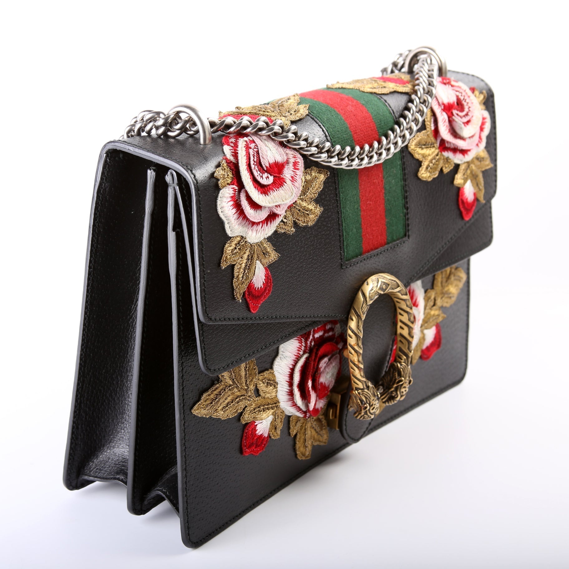 GCCI Dionysus Leather Floral Embroidered Shoulder Medium