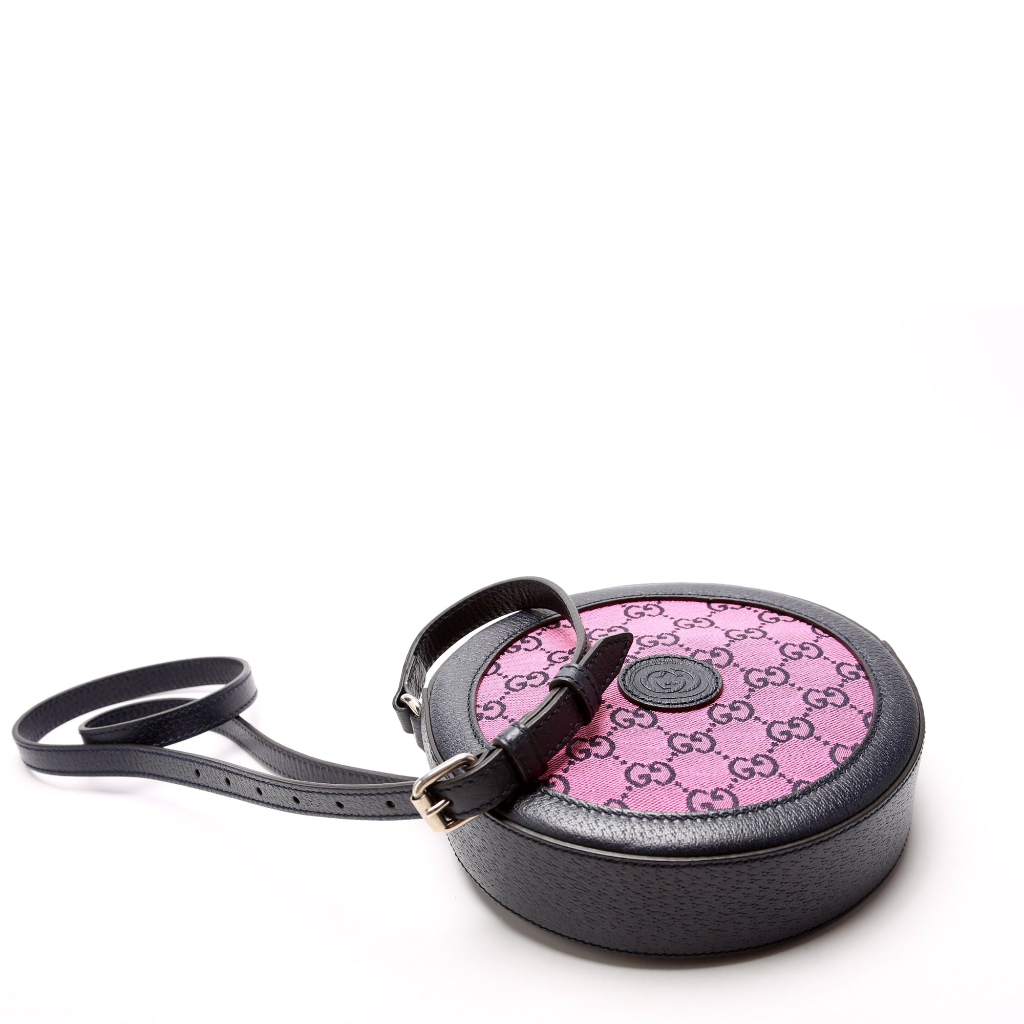 GCCI GG Multicolor Canvas Interlocking G Round Bag Pink