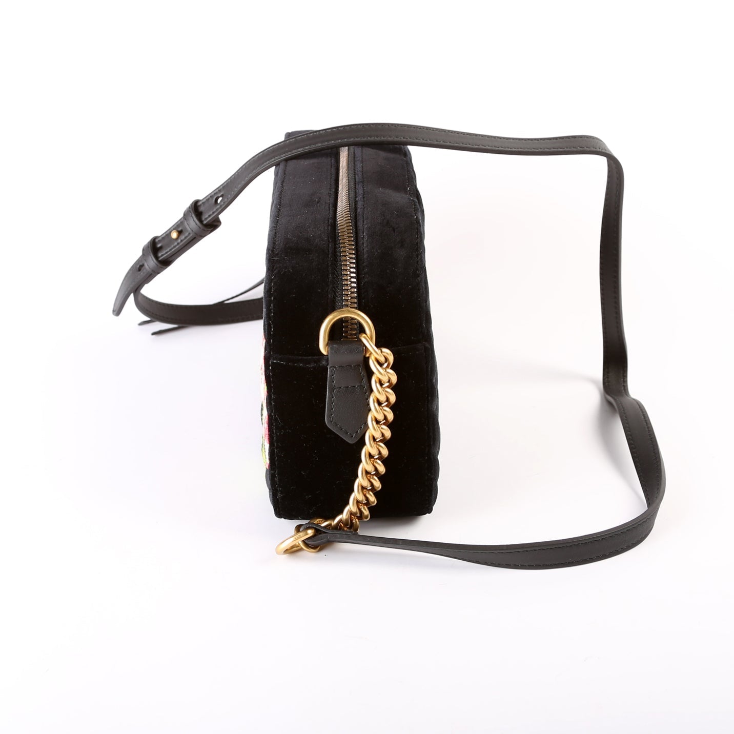 GCCI Marmont Small Velvet Camera Bag Black