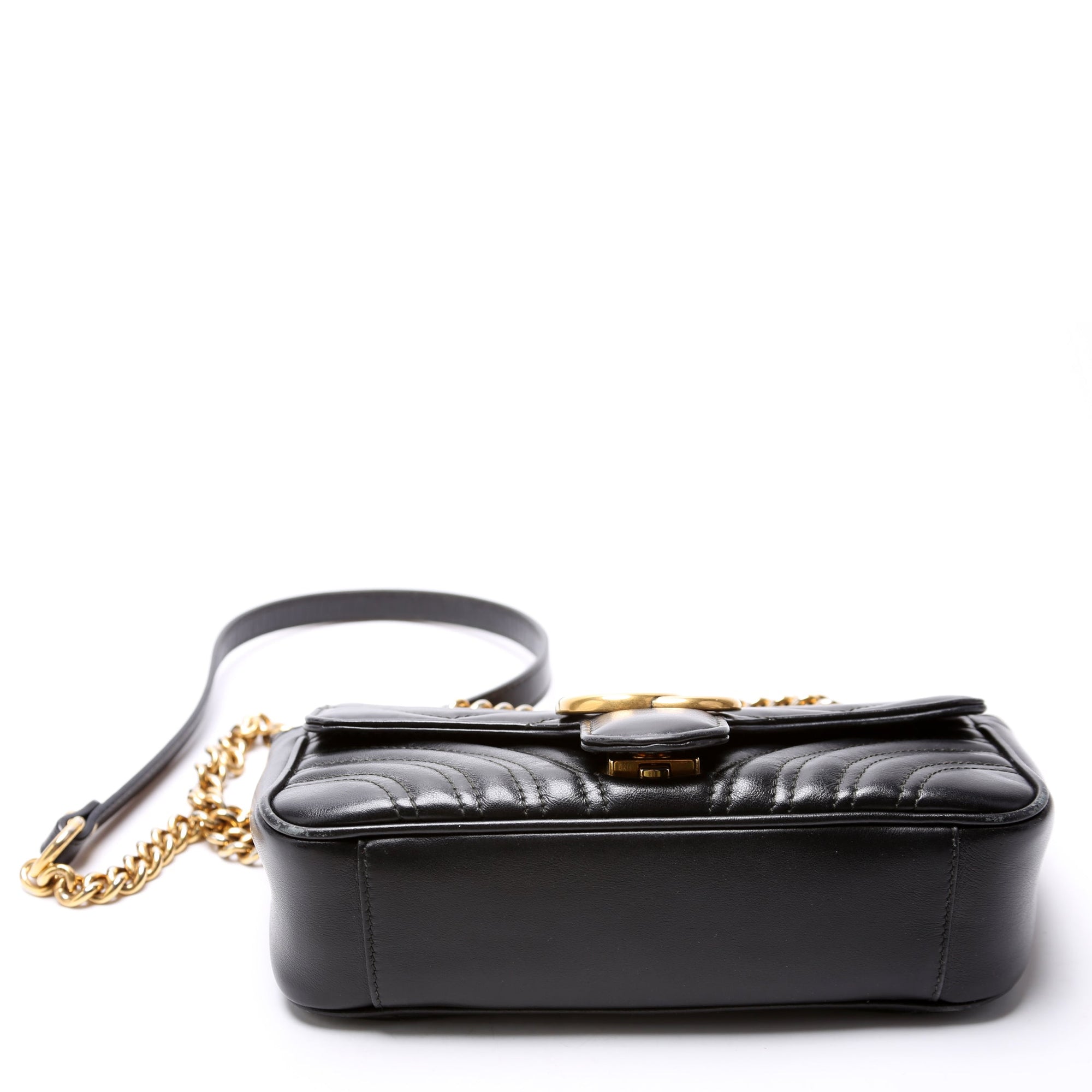 GCCI Marmont Leather Shoulder Flap Mini Black