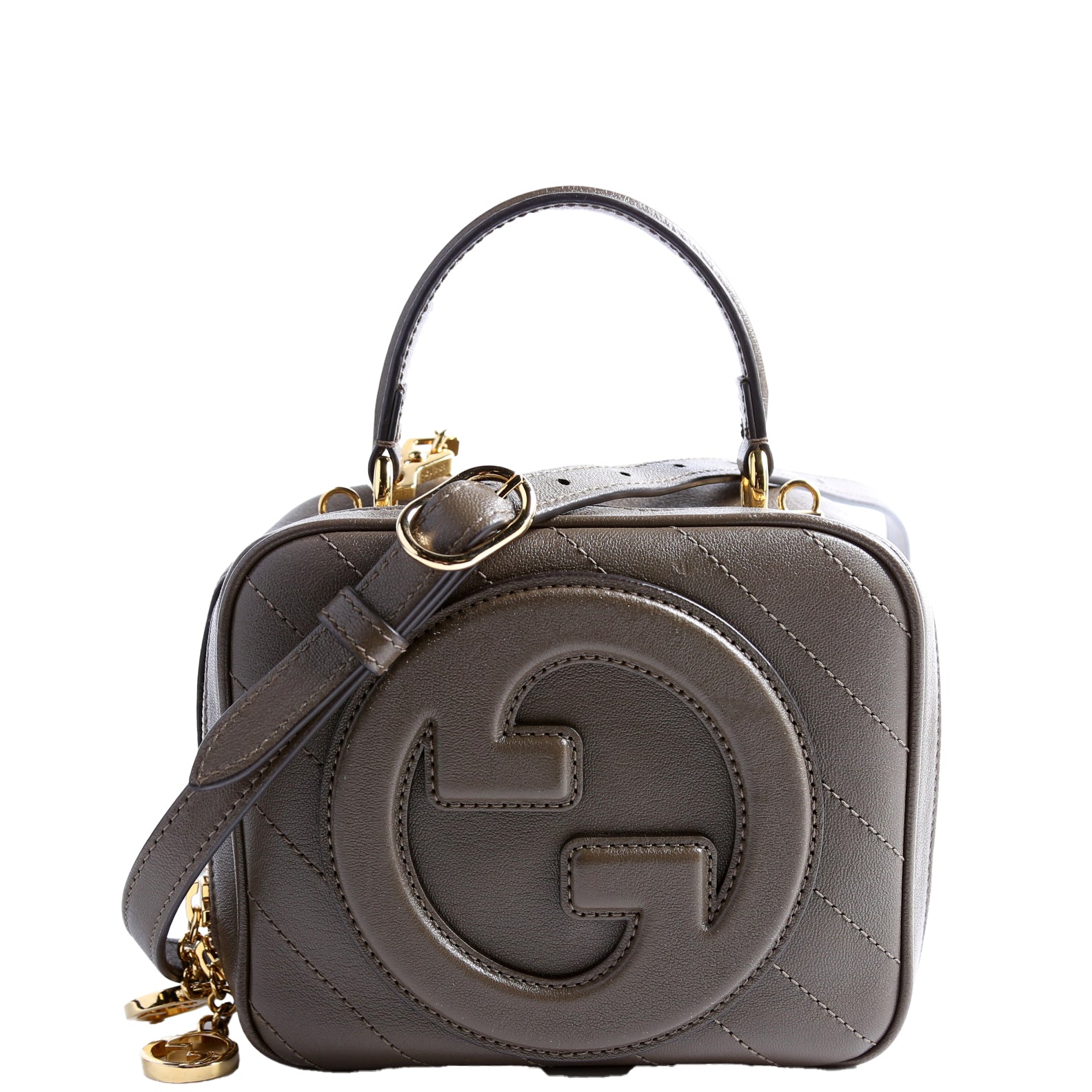 GCCI Blondie Leather Top Handle Bag Khaki