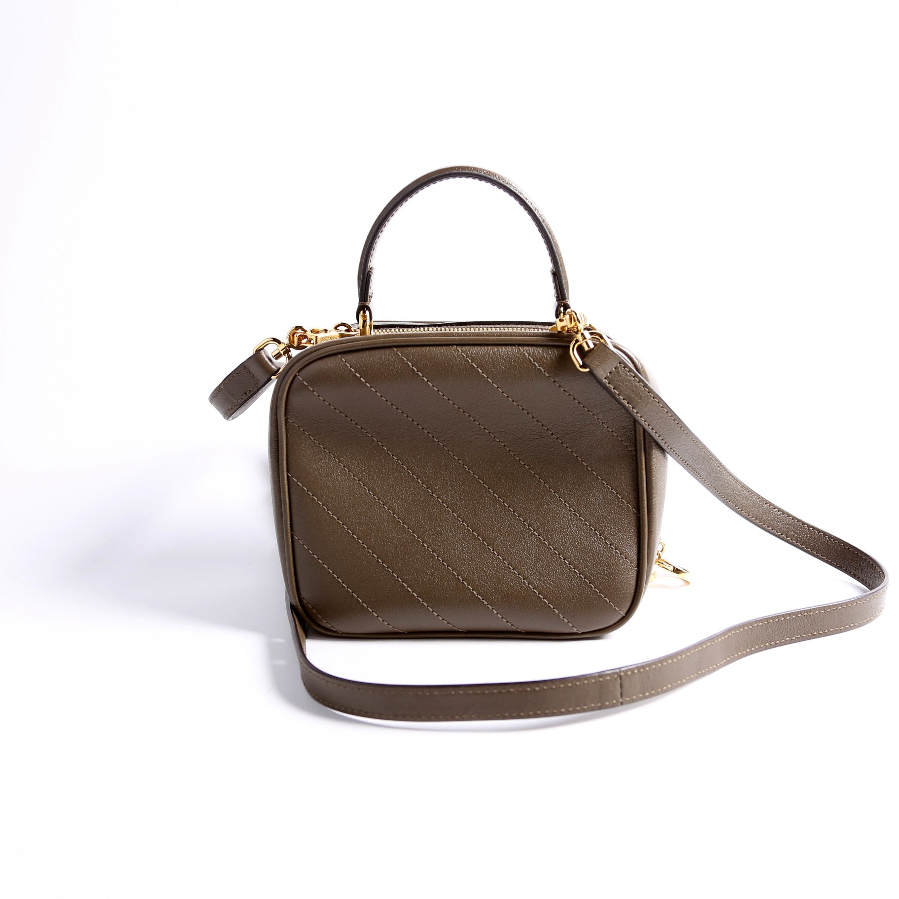 GCCI Blondie Leather Top Handle Bag Khaki