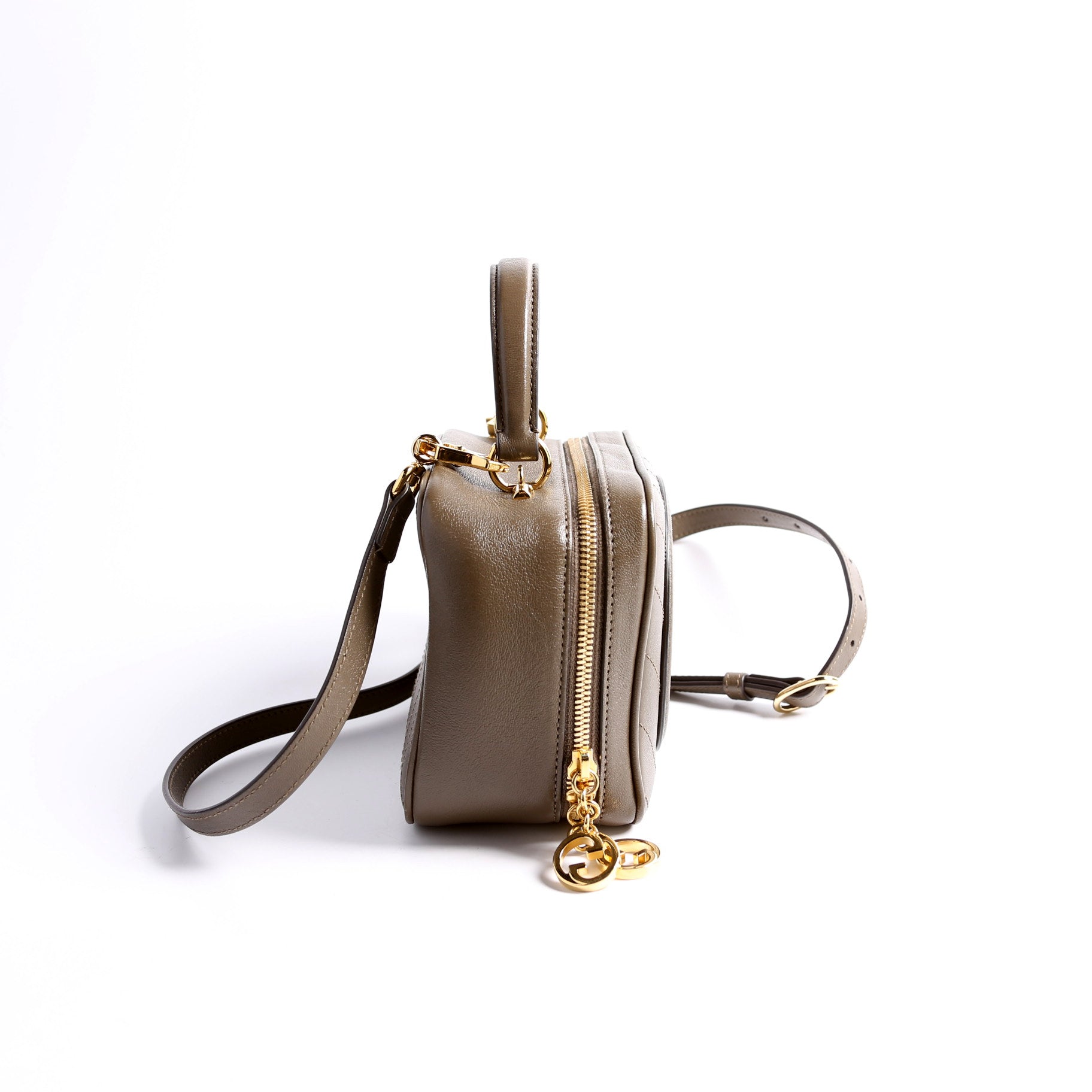 GCCI Blondie Leather Top Handle Bag Khaki