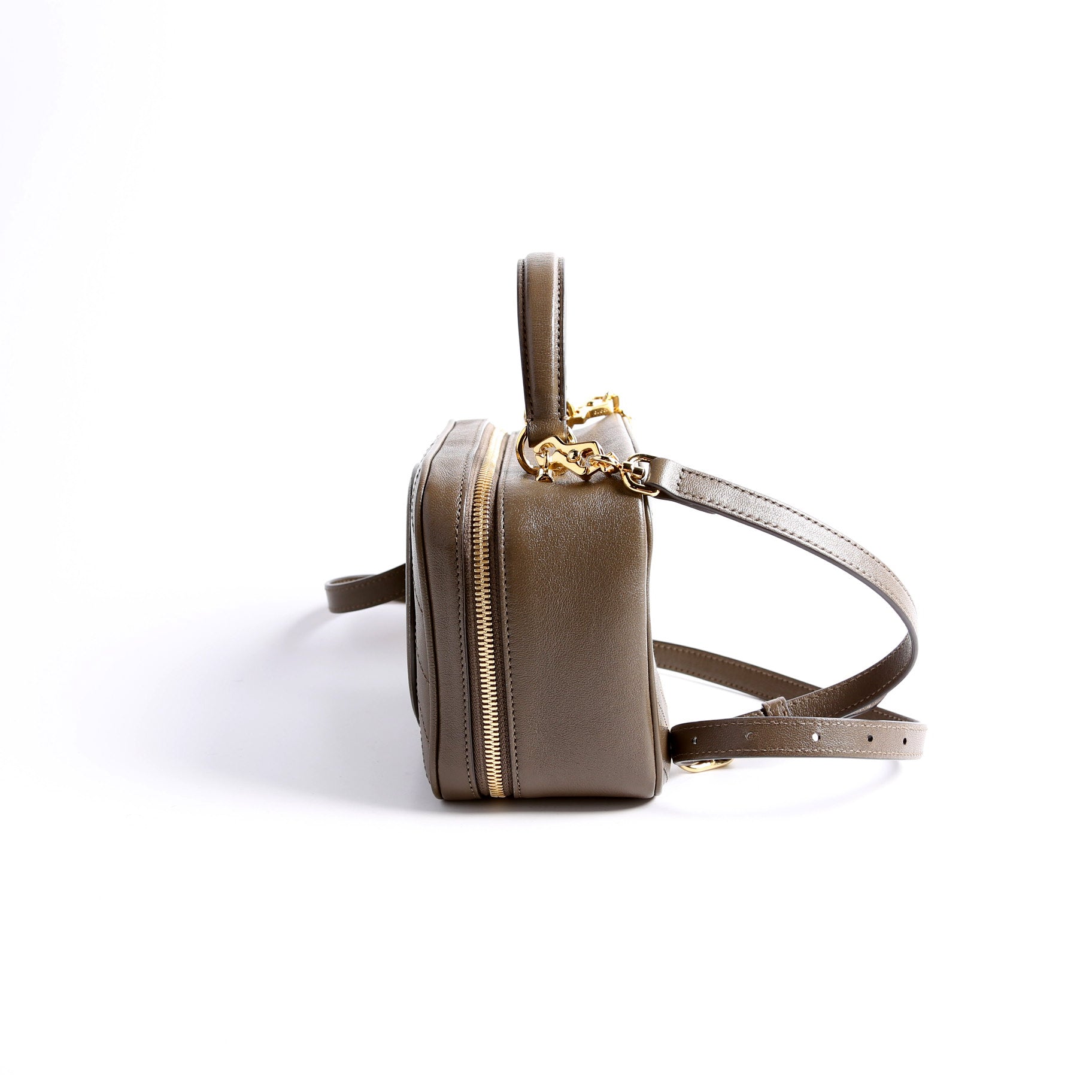 GCCI Blondie Leather Top Handle Bag Khaki