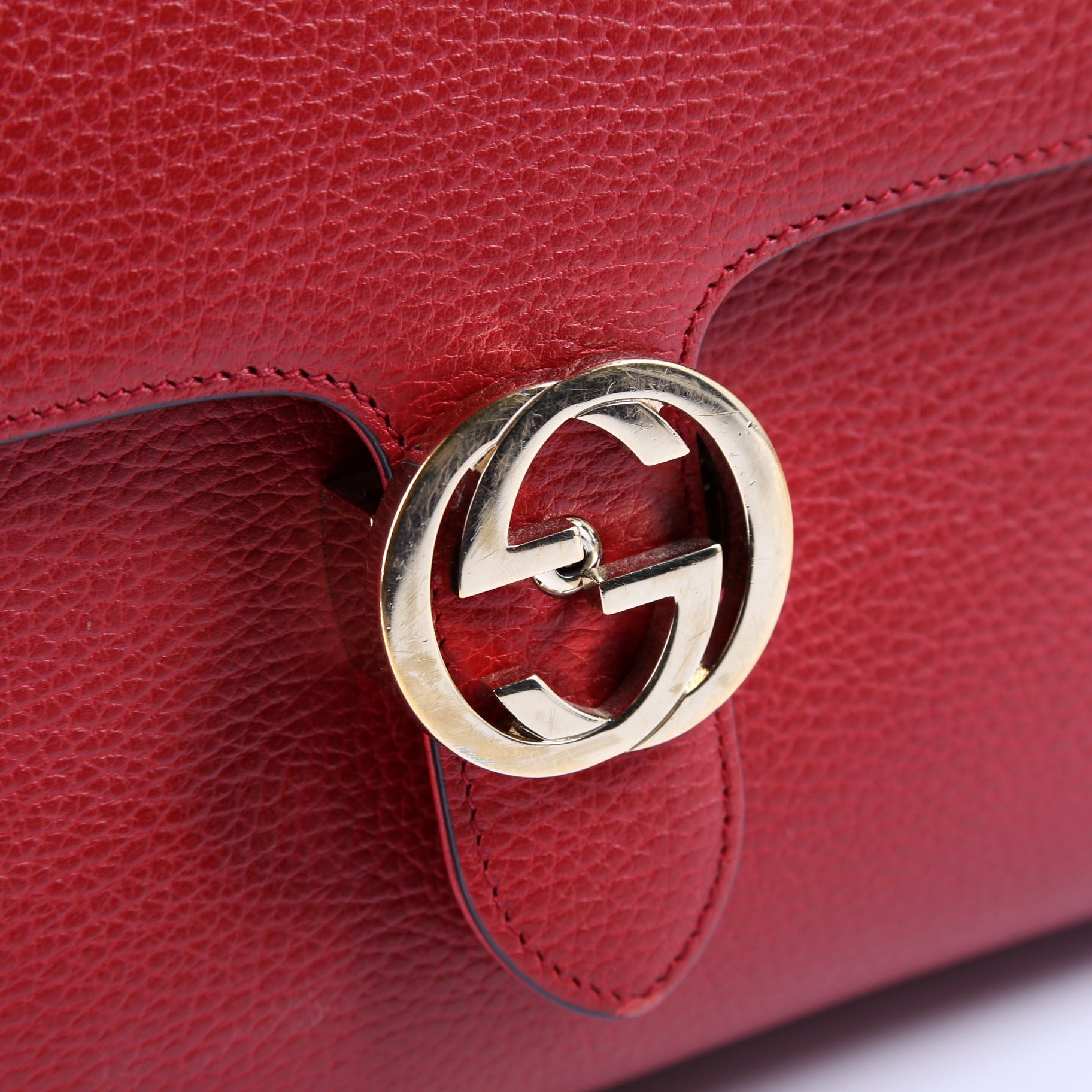 GCCI Large Interlocking GG Shoulder Bag Red
