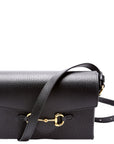 GCCI Horsebit Calfskin Shoulder Bag Black