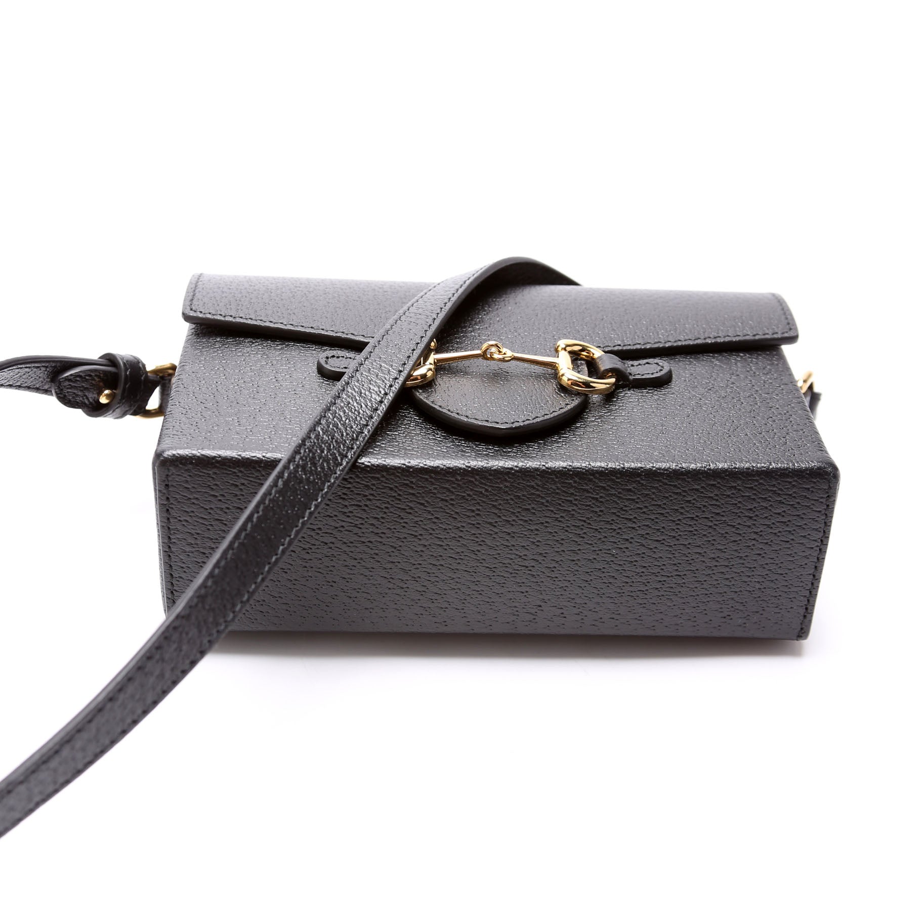 GCCI Horsebit Calfskin Shoulder Bag Black