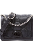 GCCI GG Nylon Enamel Mini Chain Bag Black