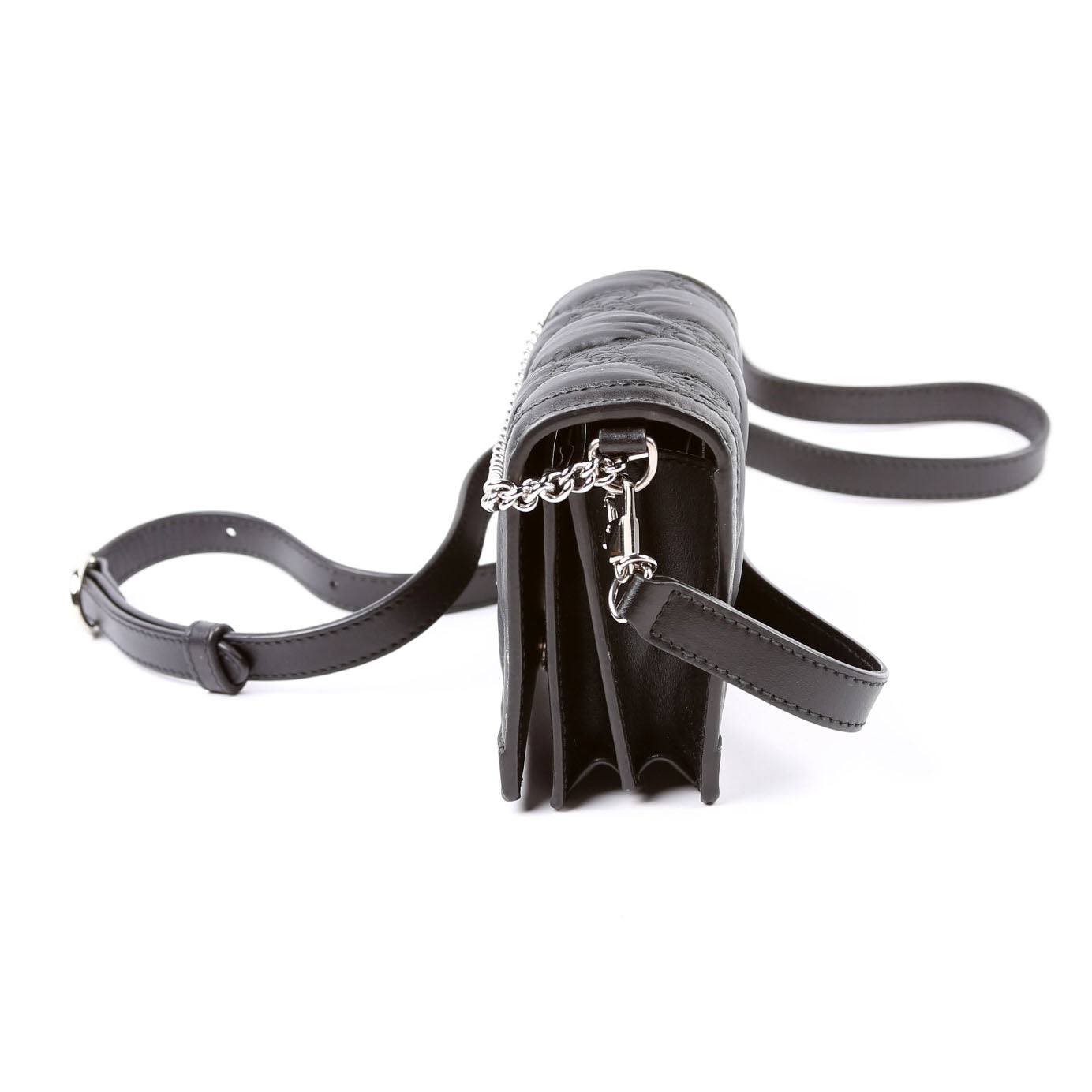 GCCI GG Nylon Enamel Mini Chain Bag Black