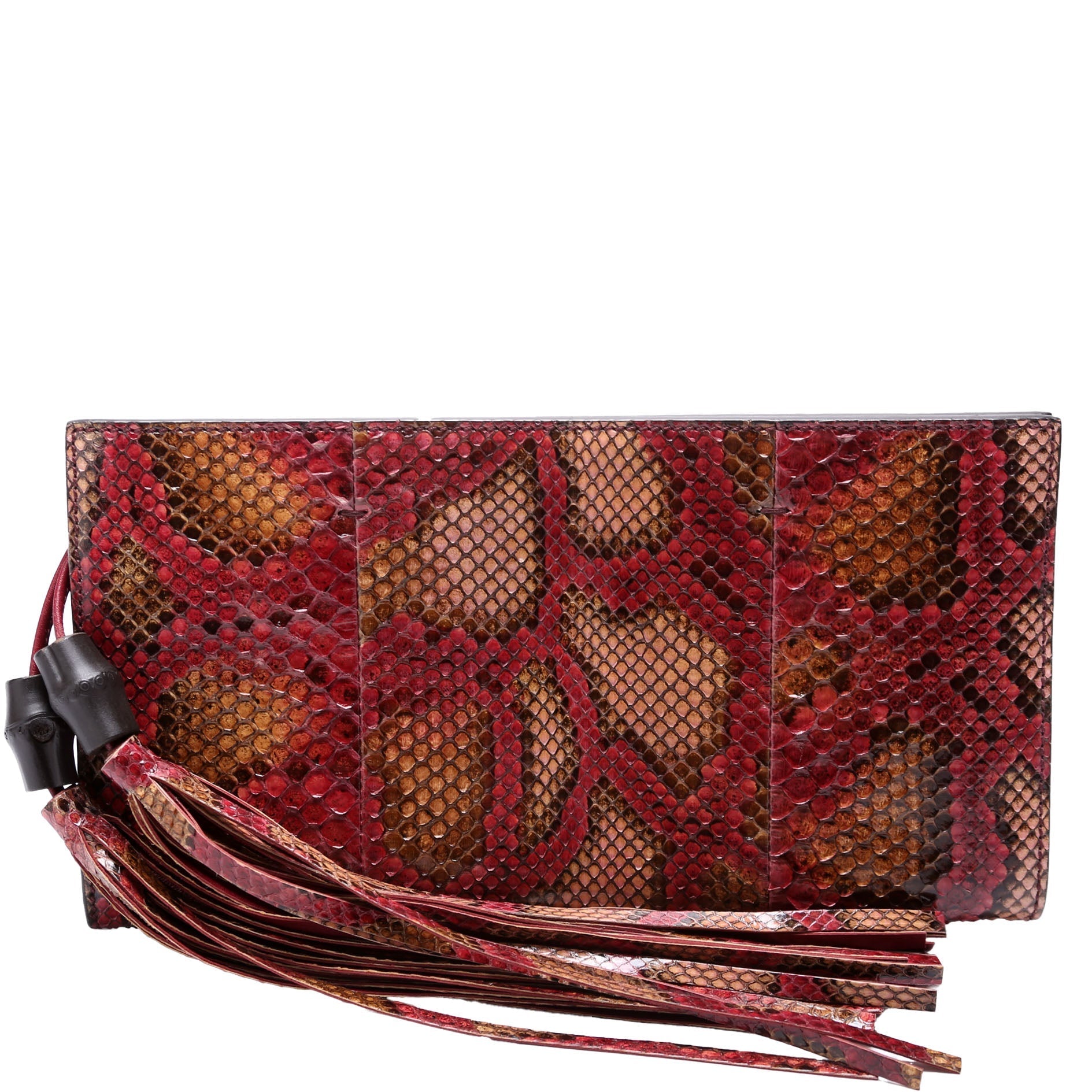 GCCI Bamboo Tassel Snakeskin Clutch