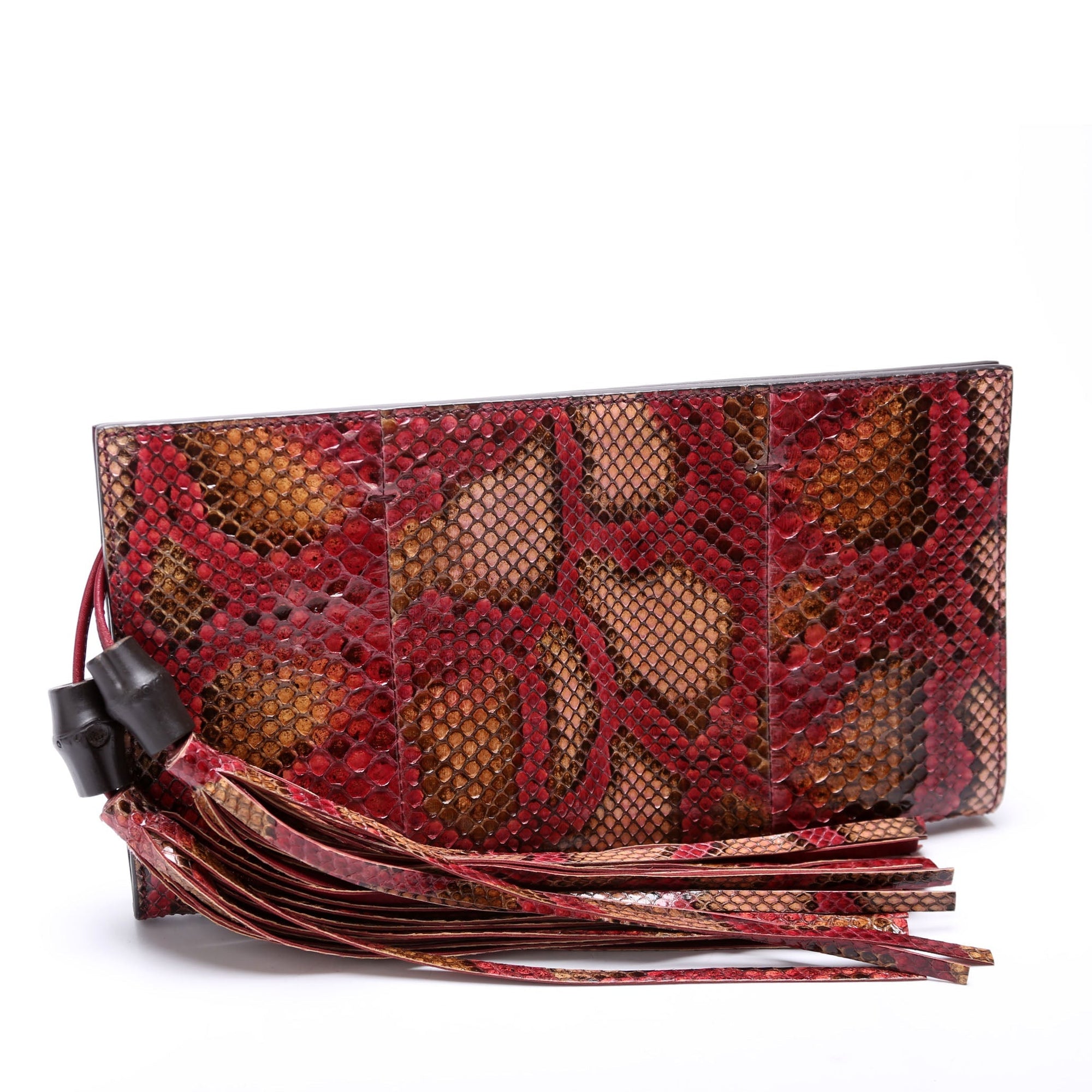 GCCI Bamboo Tassel Snakeskin Clutch