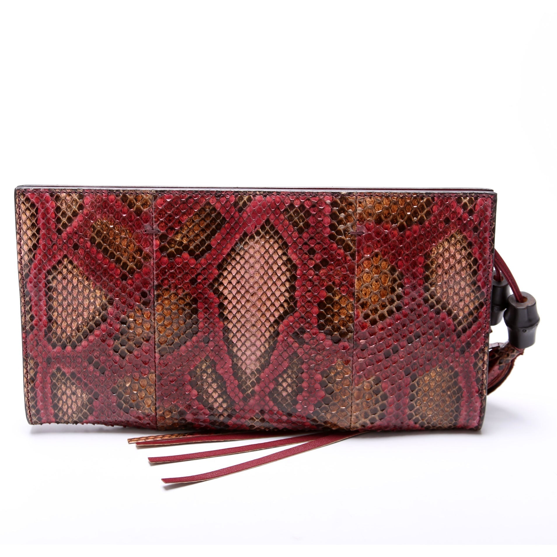 GCCI Bamboo Tassel Snakeskin Clutch