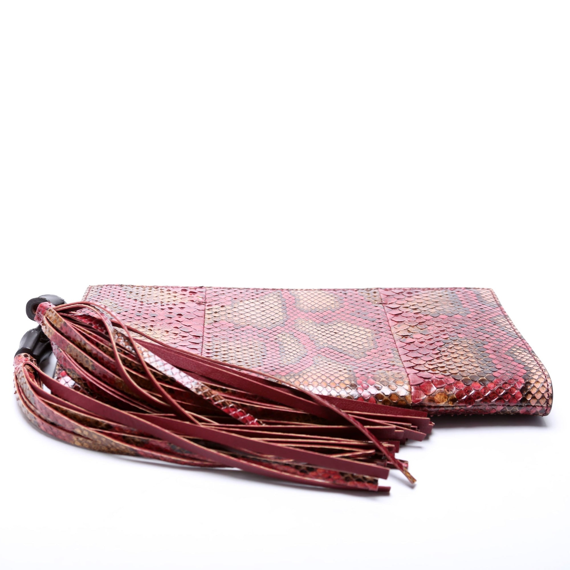 GCCI Bamboo Tassel Snakeskin Clutch