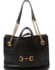 GCCI Horsebit Large Leather Tote Black