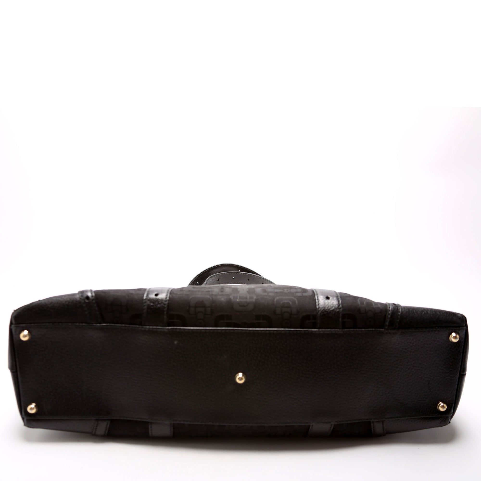 GCCI Horsebit Canvas/Leather Shoulder Bag Black