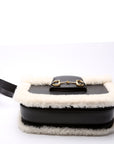GCCI Horsebit Shearling Leather Shoulder Bag Black